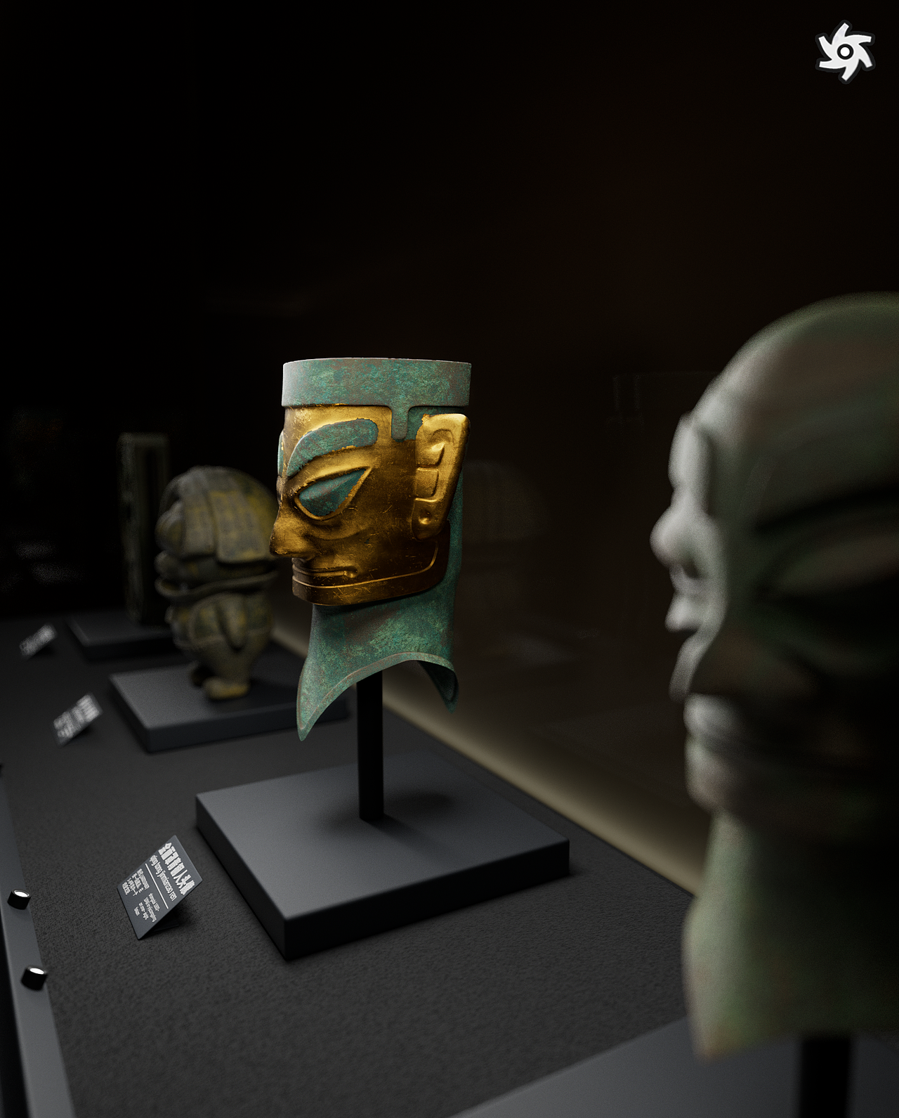 三星堆青铜器黄金面具人像渲染练习