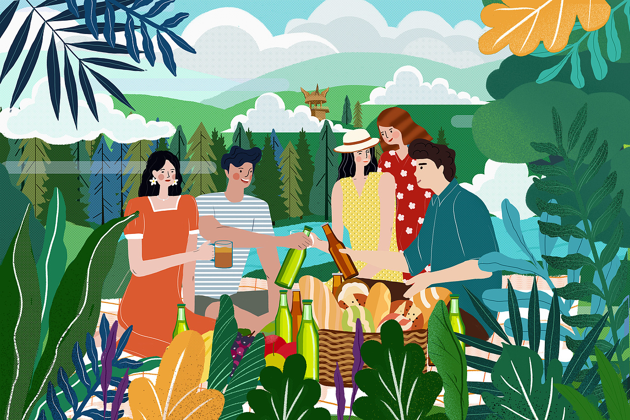 扁平风系列插画-我走过的喀纳斯