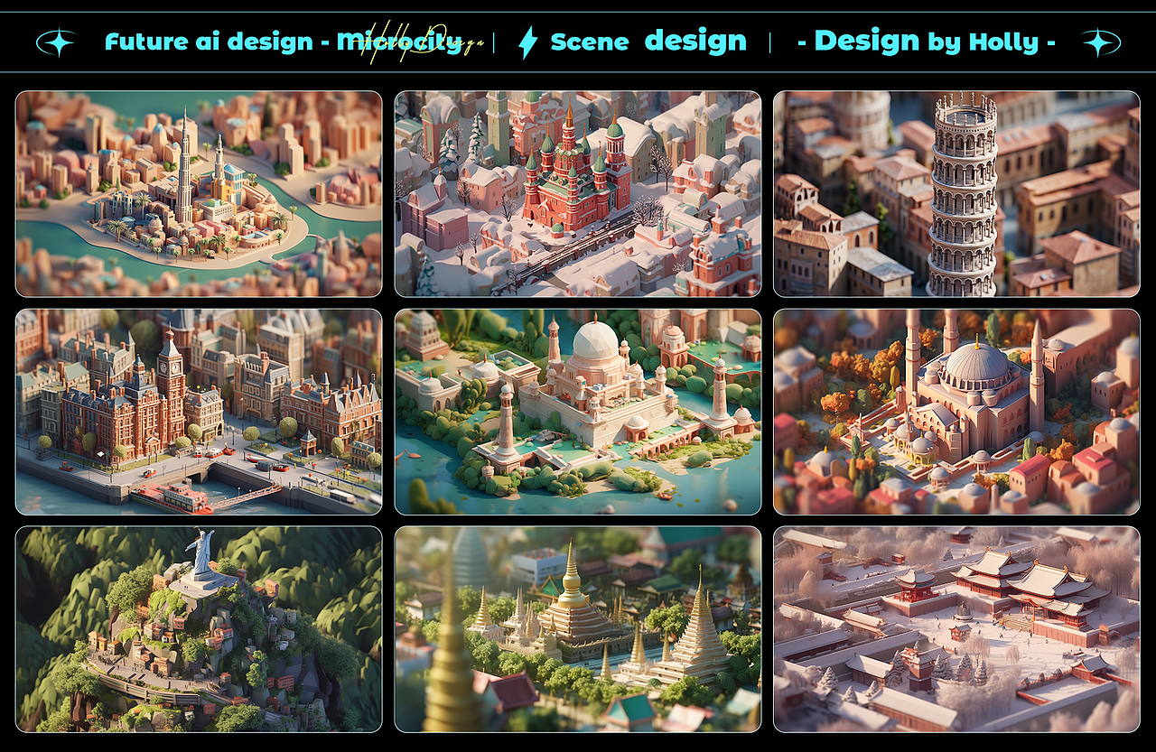 千城万象|一起看世界|微缩城市地标建筑（图ZMzU4NDAyNjQw） - AI作品 - 站酷设计师设计师Holly原创素材 - 站酷ZCOOL