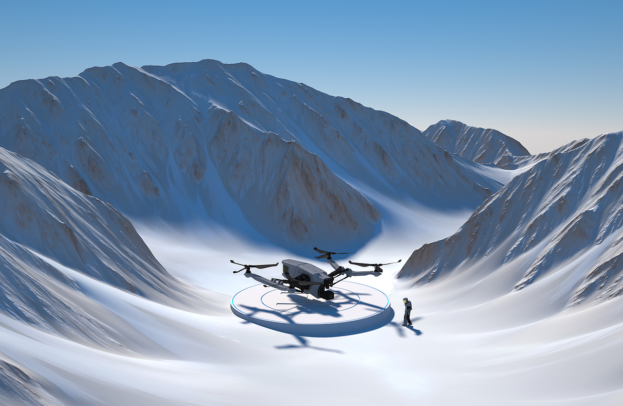 概念无人机飞机场景渲染流浪地球