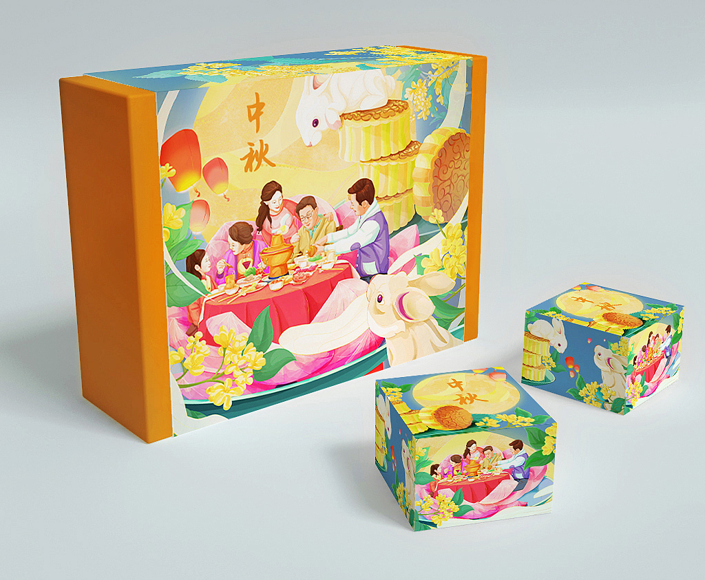 中秋插畫-月圓人團圓（圖ZMzEzNTUyMjE2） - 商業(yè)插畫 - 站酷設計師sunny科研插畫原創(chuàng)素材 - 站酷ZCOOL