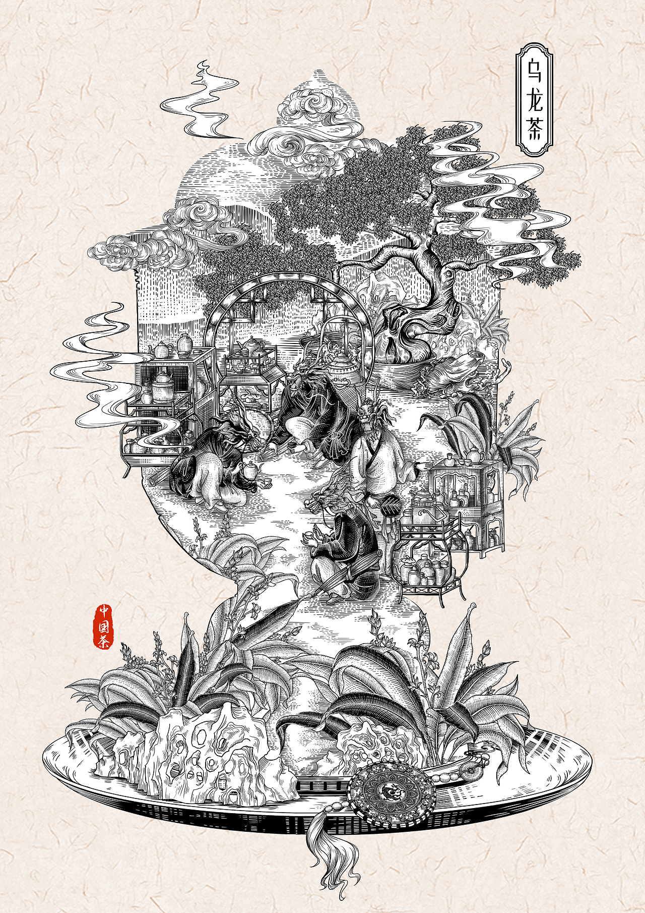 茶包装版画——乌龙茶 | 猴魁茶 | 三花茶