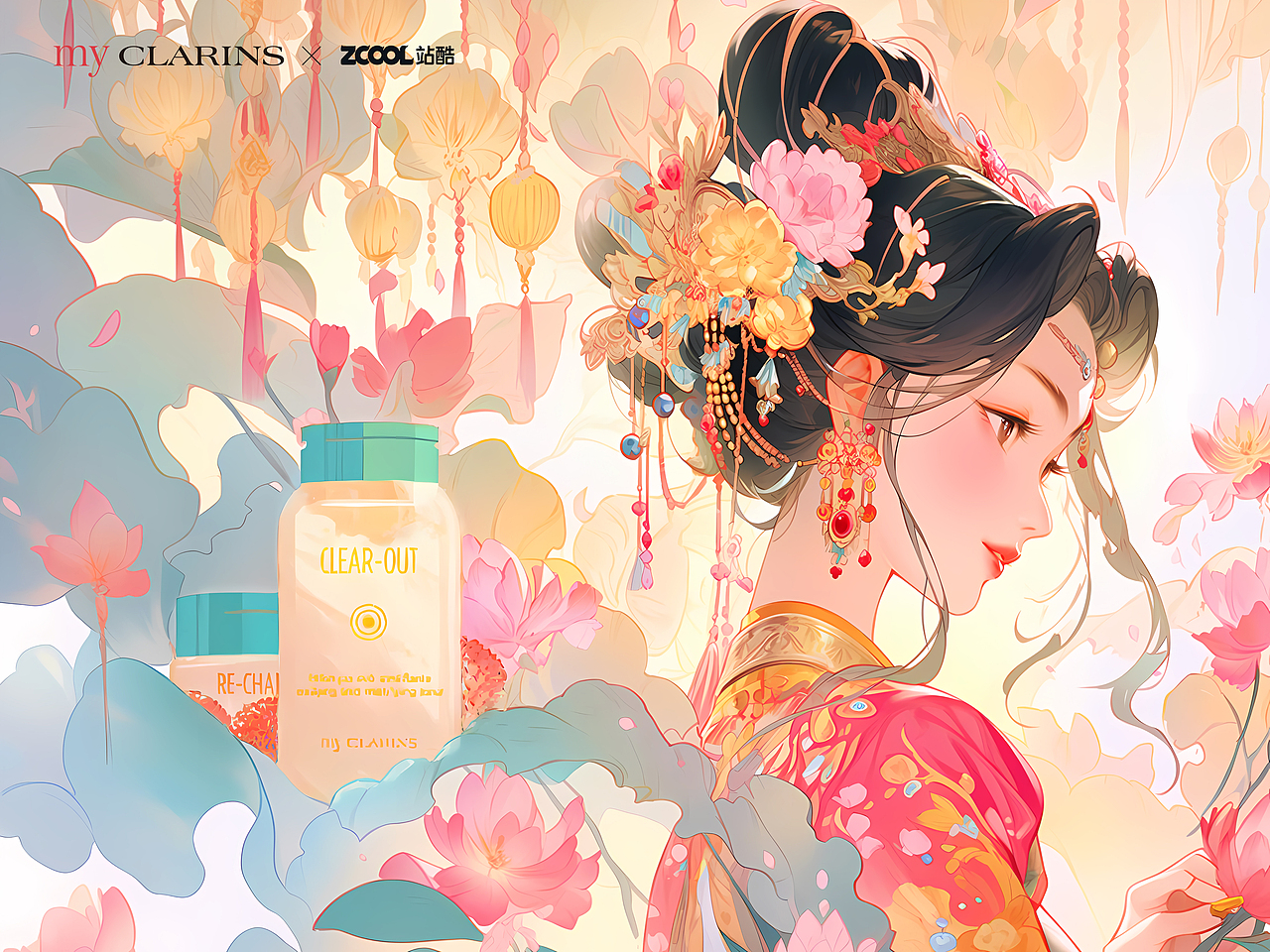 my CLARINS【好食肌长绽放】创意插画海报