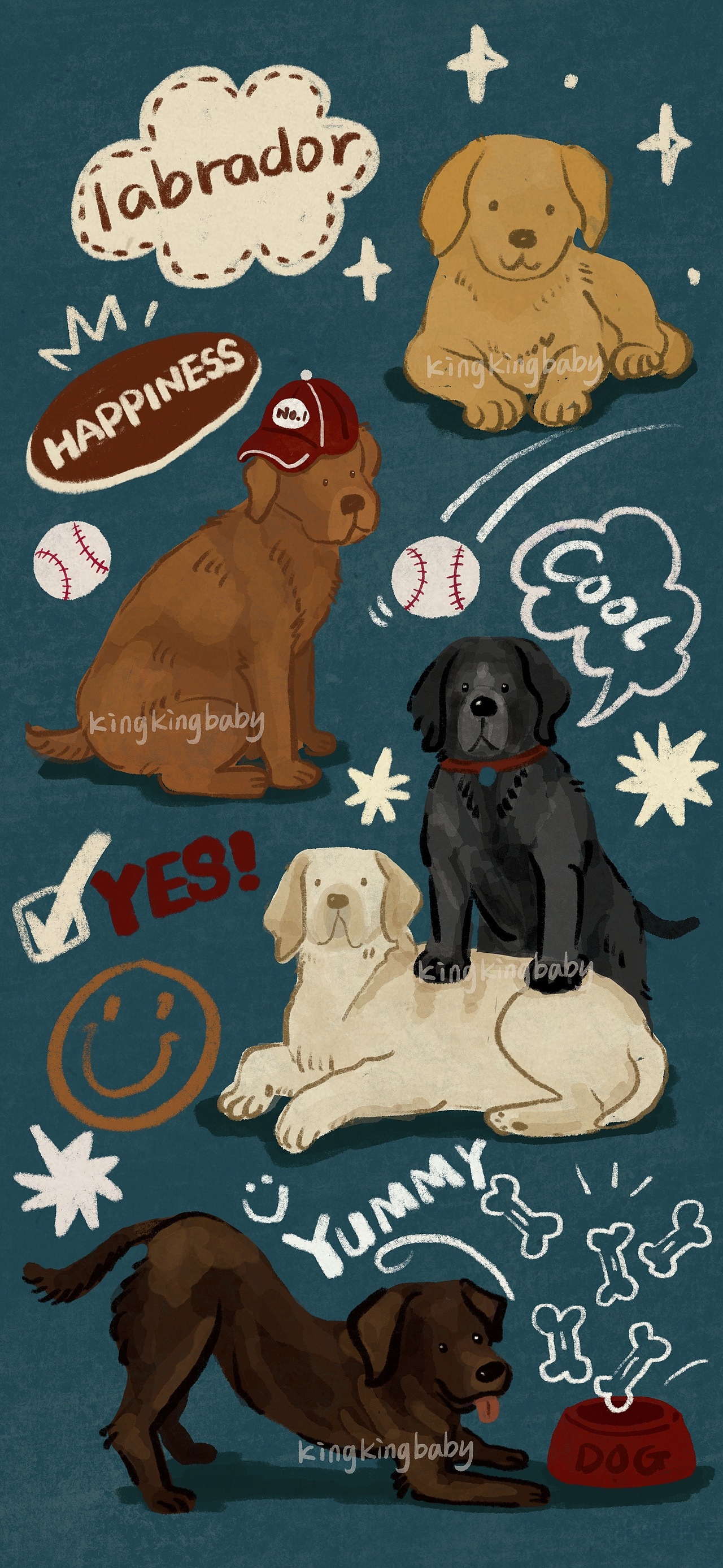 满屏拉布拉多小狗插画