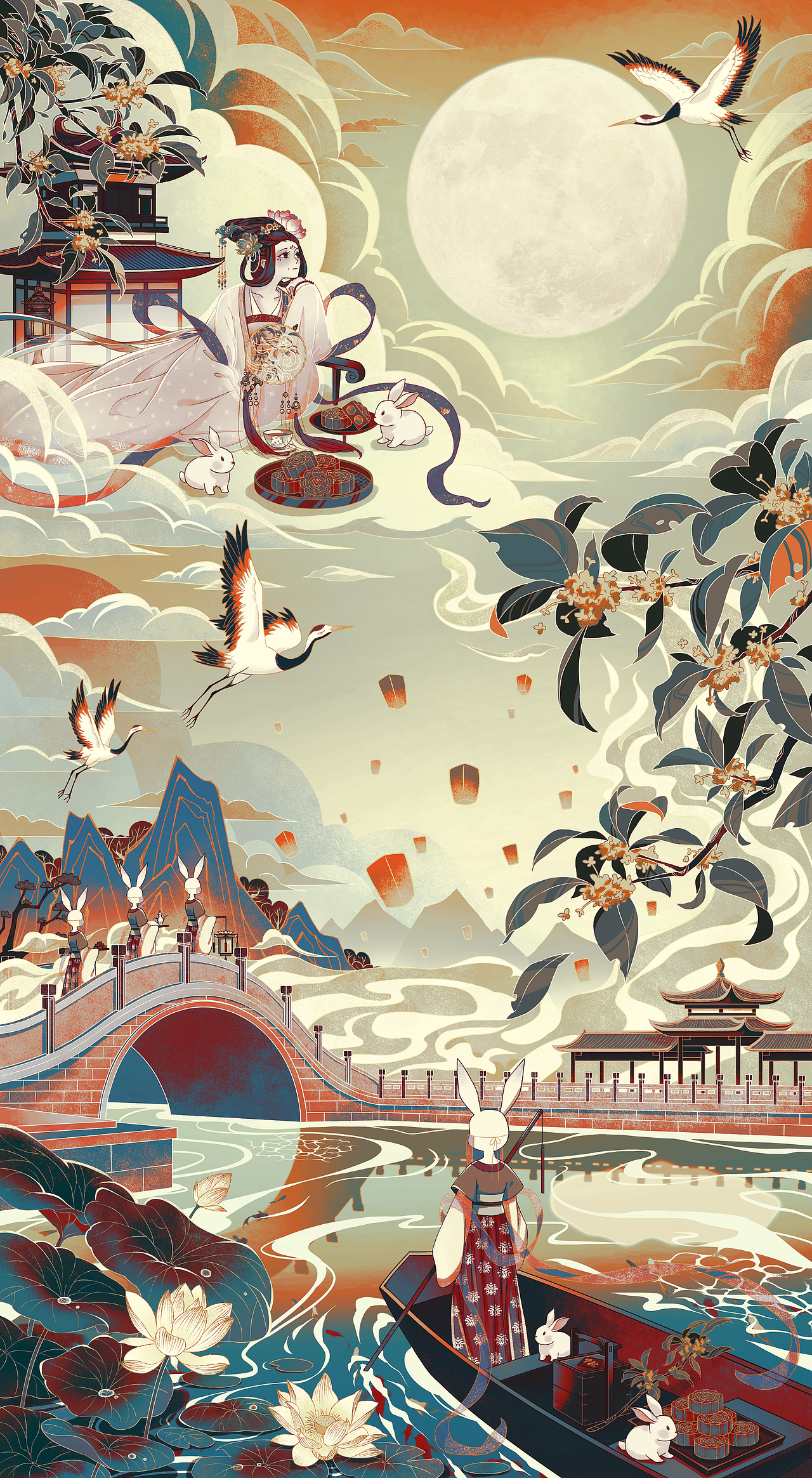 《赏月图》——中秋海报/插画