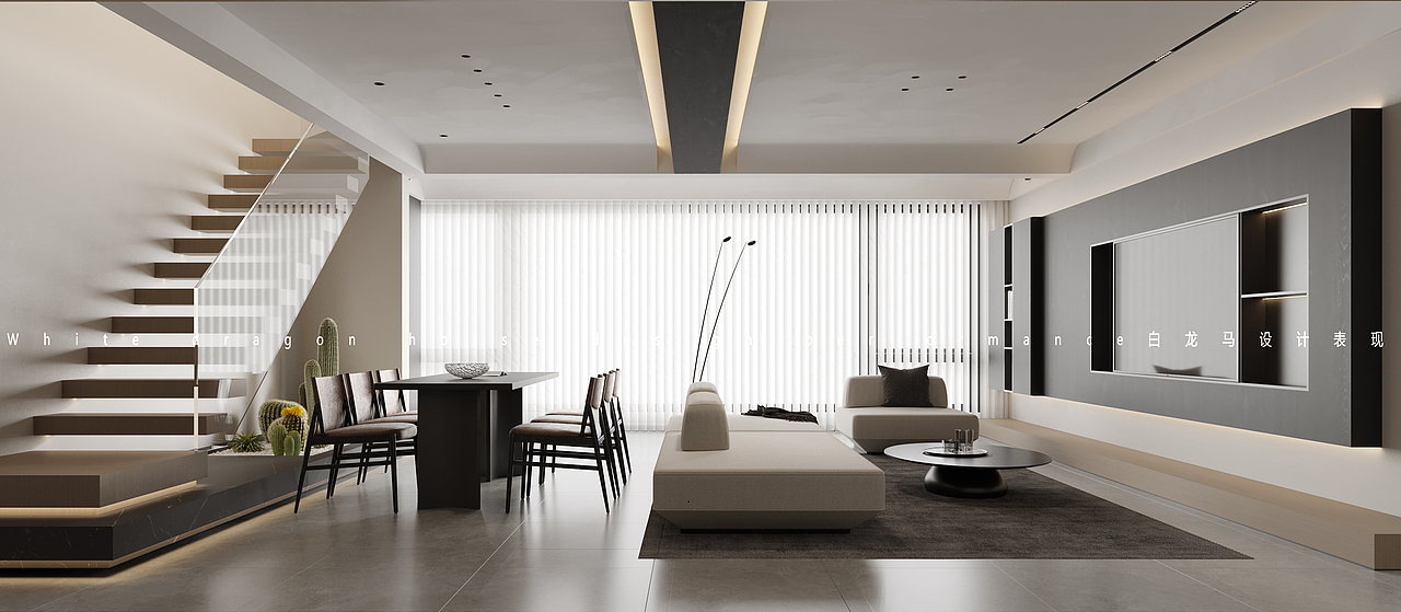 现代黑白灰客餐厅