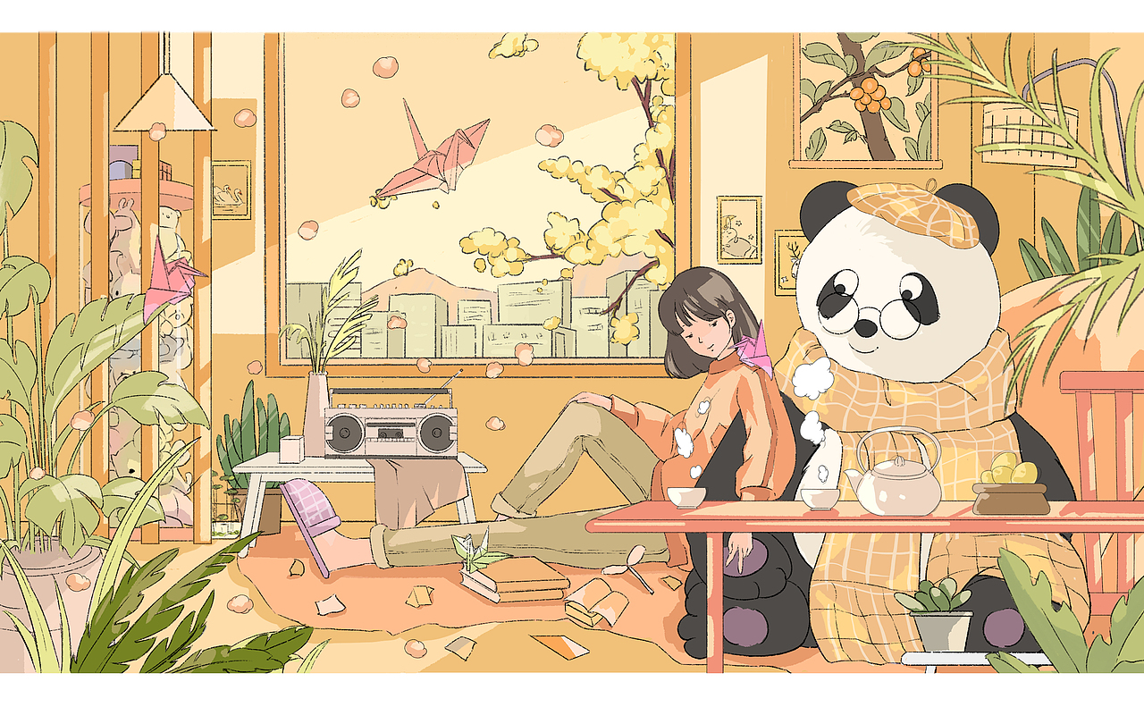 温馨居家清新插画