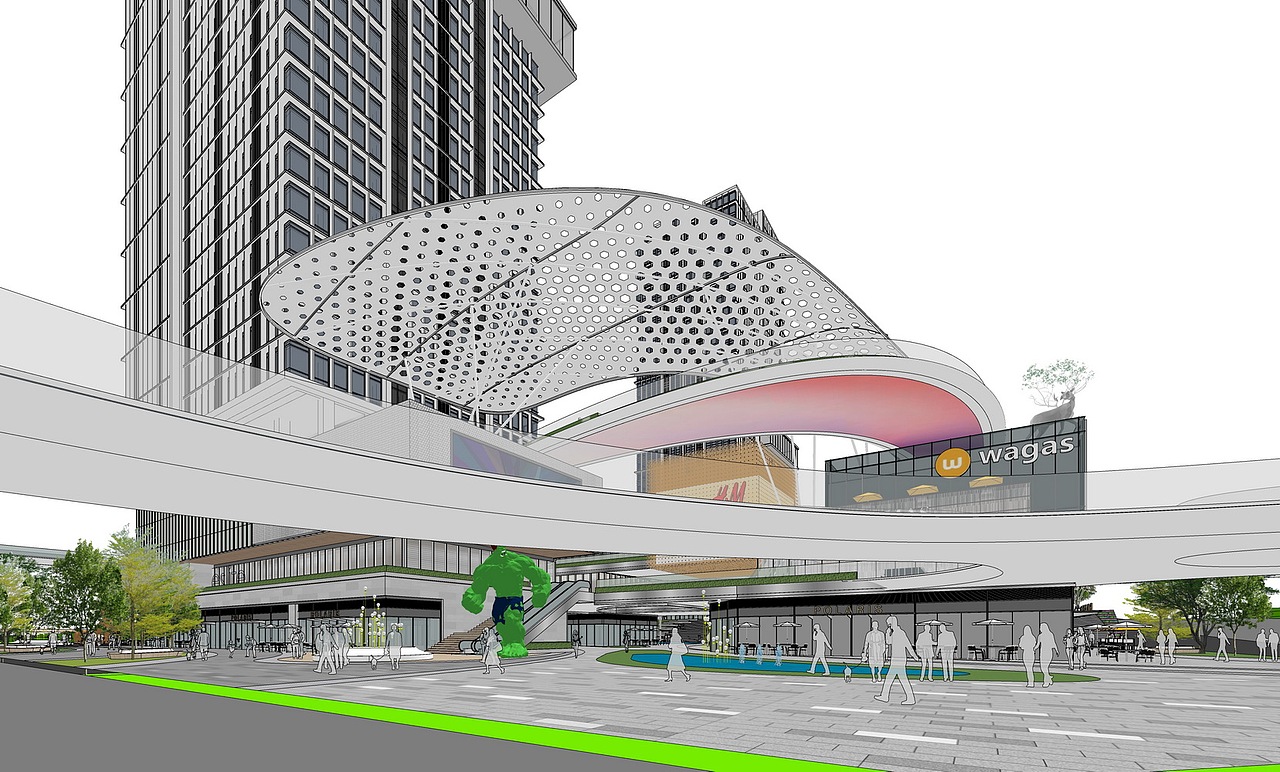 现代商业街综合体SU模型下载（图ZMzUyOTYxMzY0） - 建筑设计 - 站酷设计师素模网原创素材 - 站酷ZCOOL