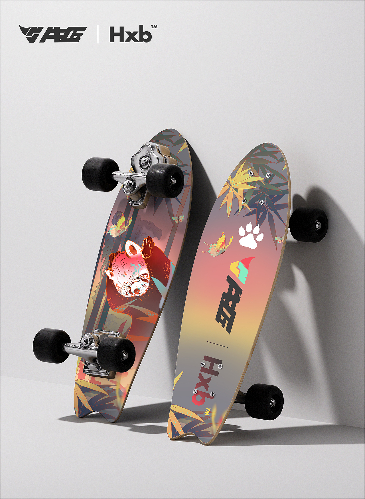 牛匠插画创意大赛-滑板设计-《小熊猫》