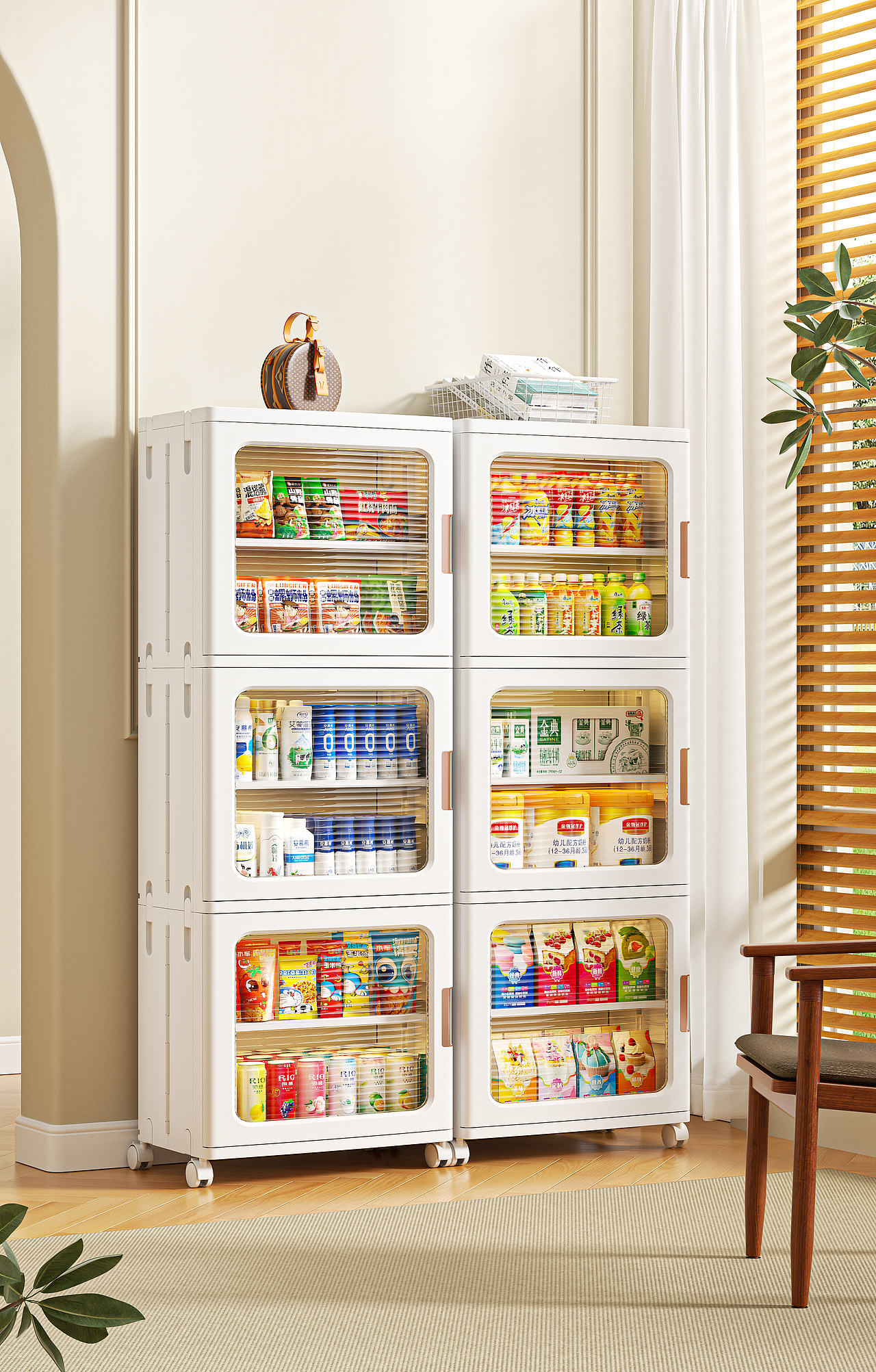 折叠收纳柜渲染+详情页设计