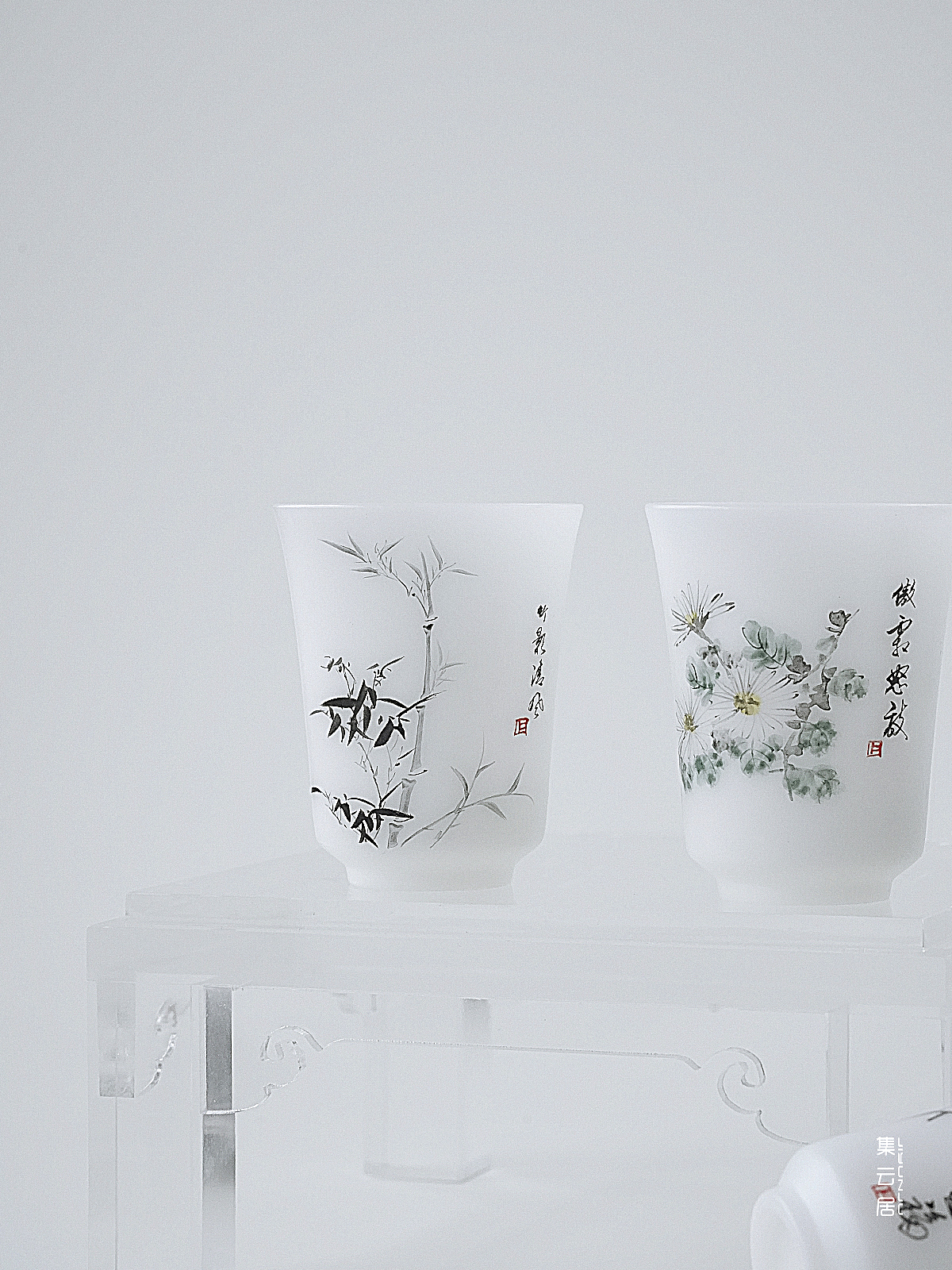 德化白·冰种玉化·纯手绘马蹄杯