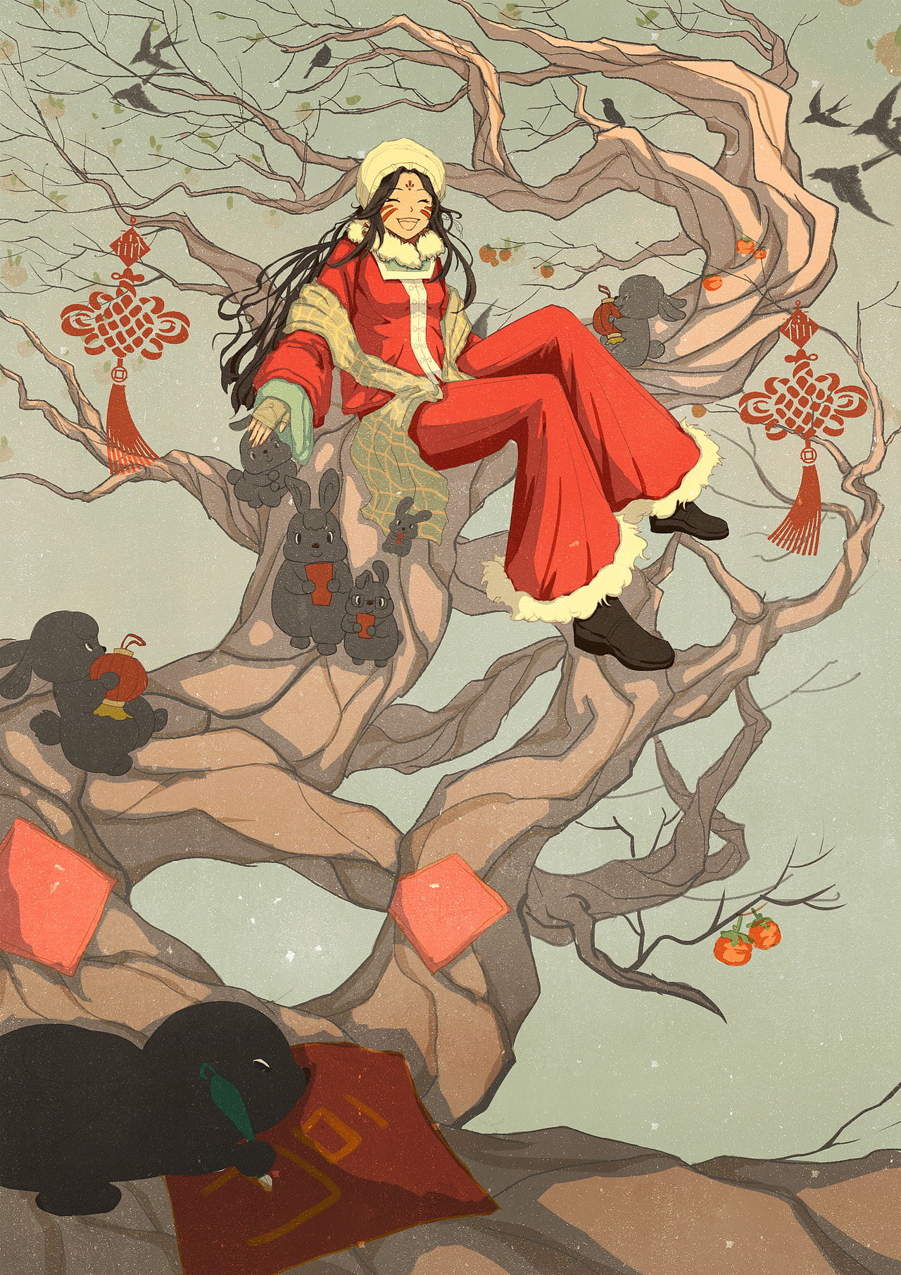 新春贺岁 笑口常开，兔兔来（图ZMzI2MDcxOTU2） - 商业插画 - 站酷设计师熬夜狸原创素材 - 站酷ZCOOL