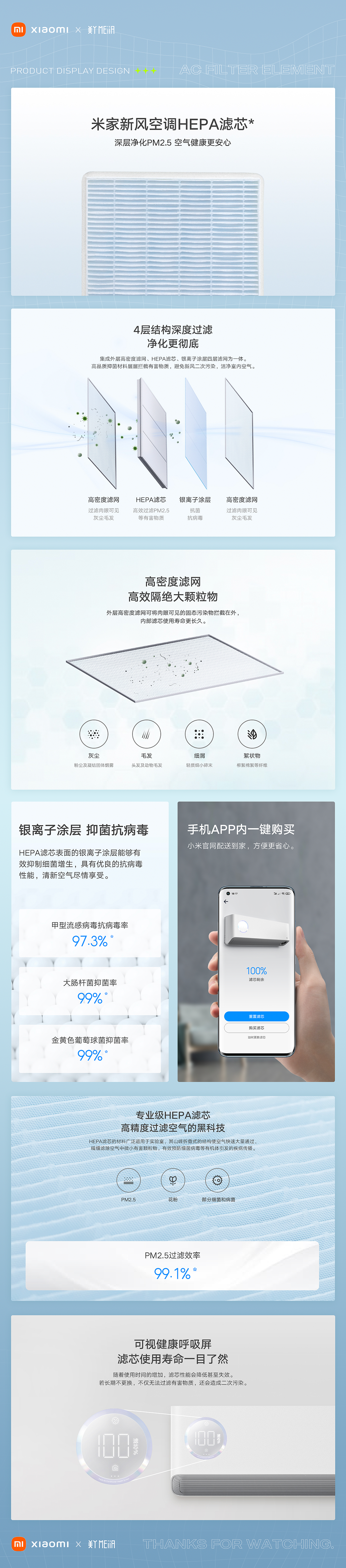 米家新风空调HEPA滤芯产品站视觉设计