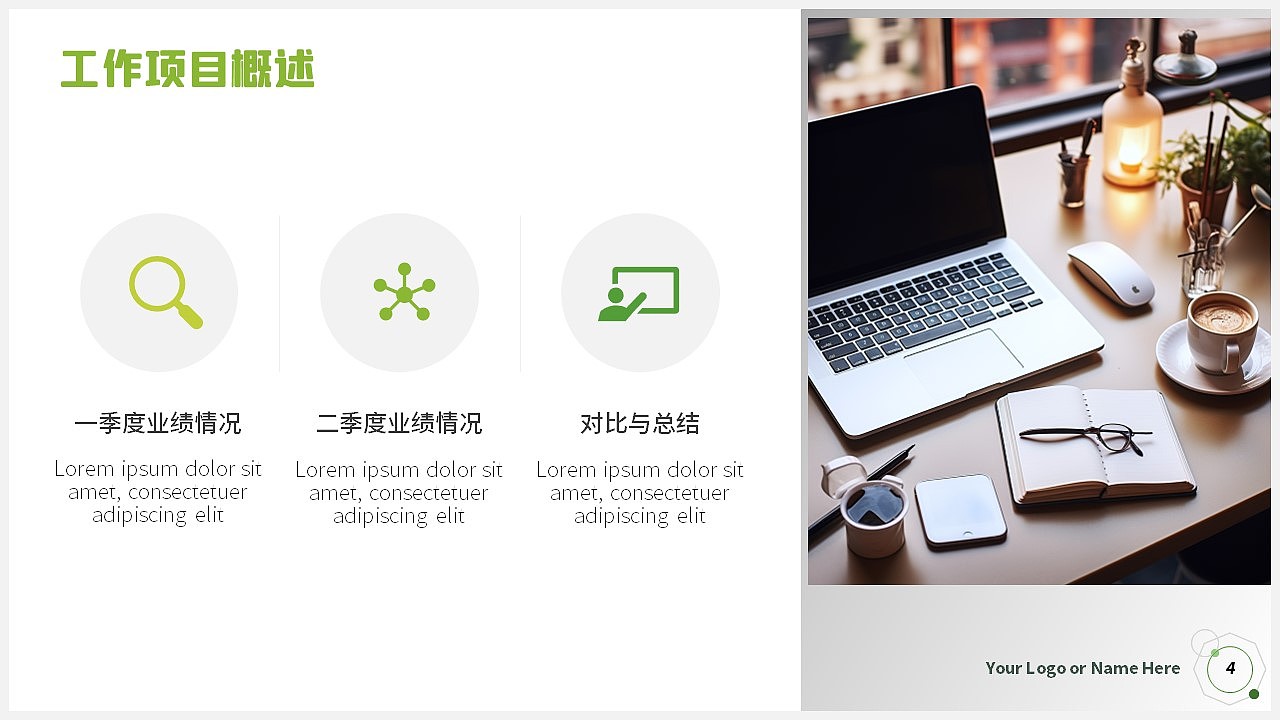 原创绿色简约清新商务风办公工作总结汇报述职PPT
