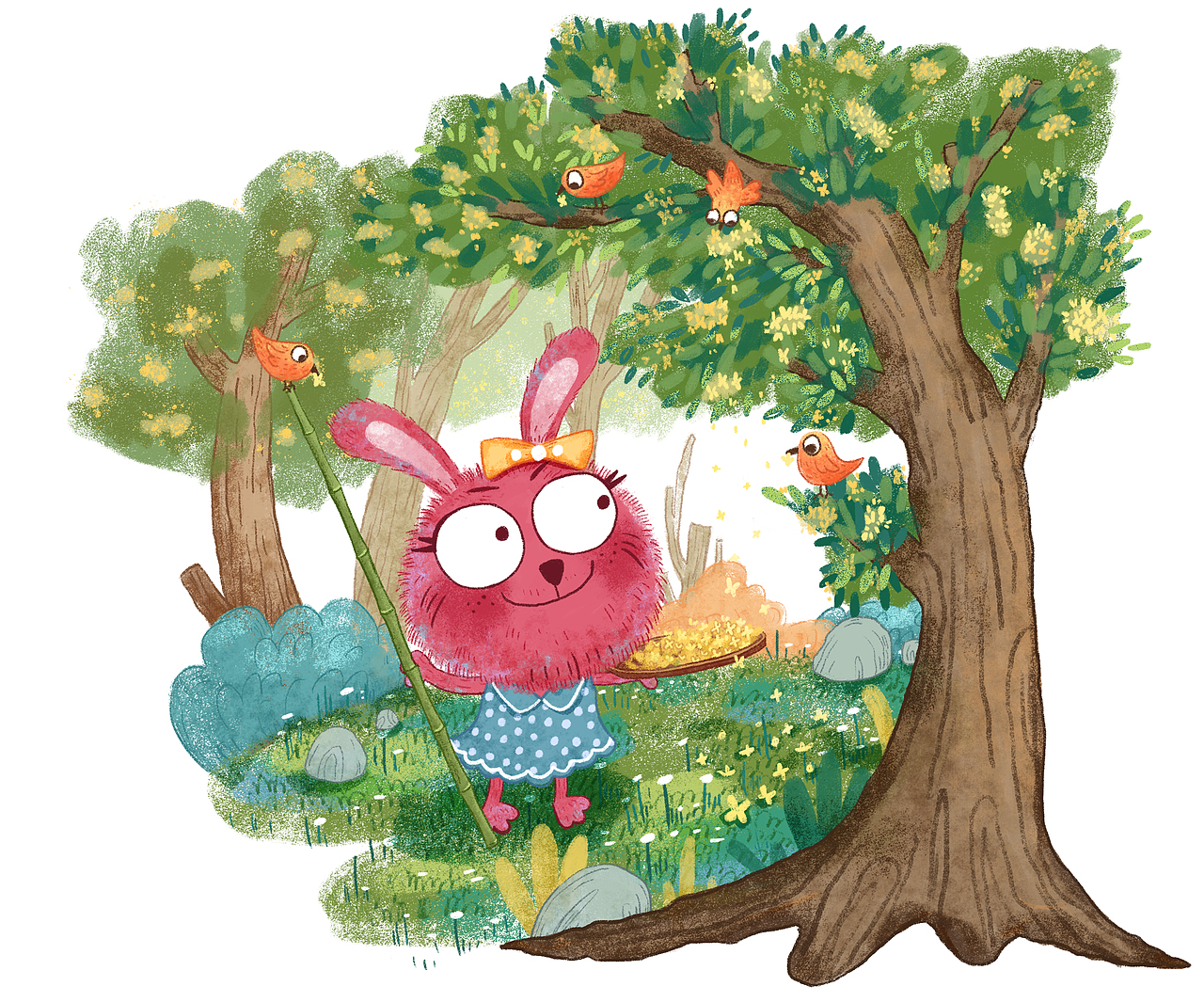 ps原创儿童插画——兔小兔的中秋