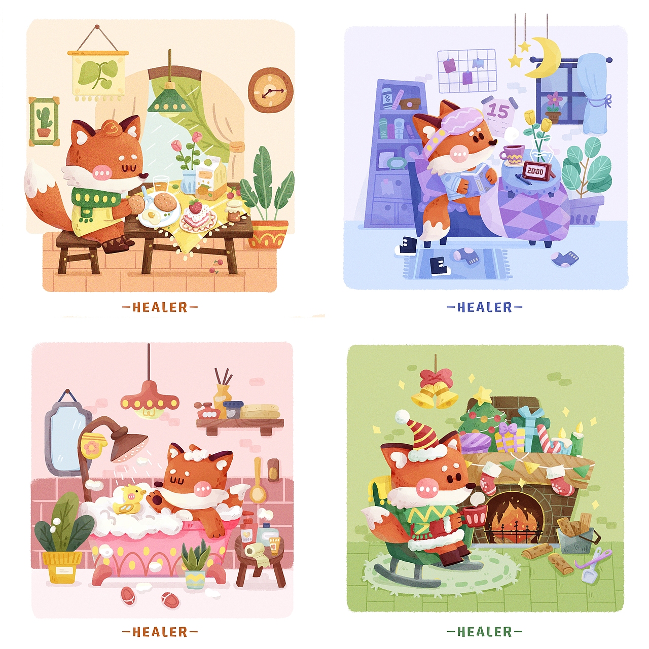 小动物拟人化生活场景