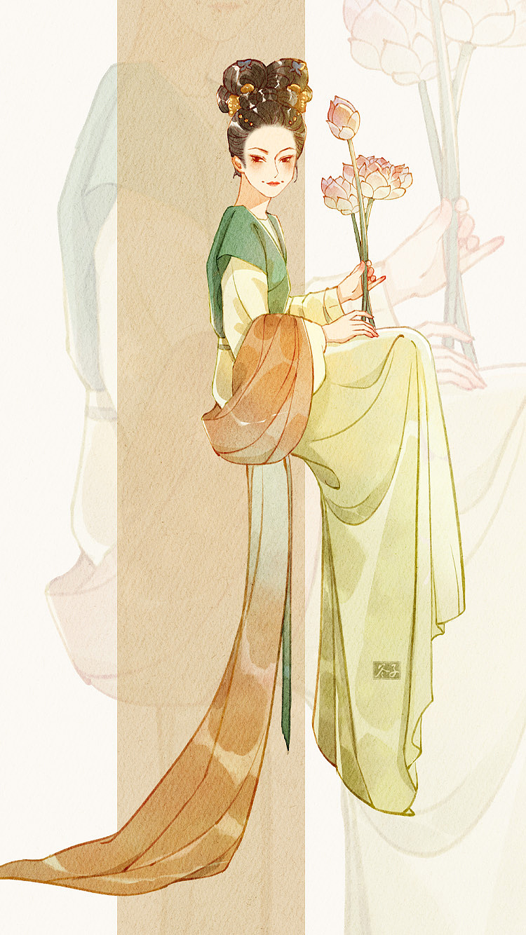 水彩人物九宫格