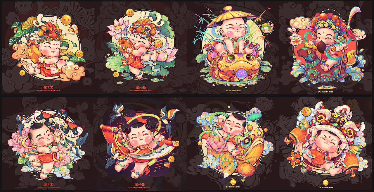 新年福娃IP-系列插图（图ZMzU0OTYzMjQ4） - 商业插画 - 站酷设计师TUZI_tuzi原创素材 - 站酷ZCOOL