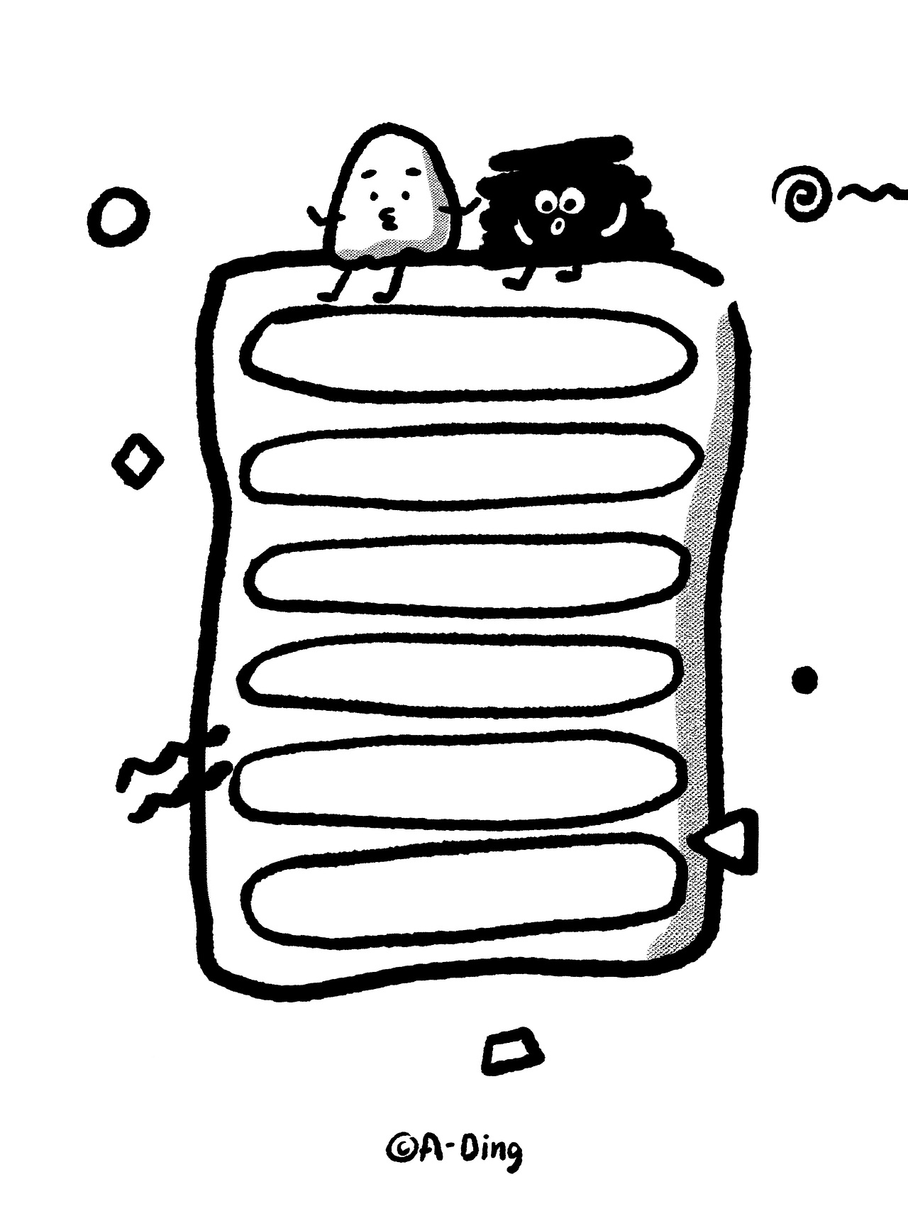 黑白线描手账素材-小怪兽的时间表-简笔画可爱表格（图ZMzQ3ODA2ODk2） - 创作习作 - 站酷设计师绿瓷叮叮原创素材 - 站酷ZCOOL