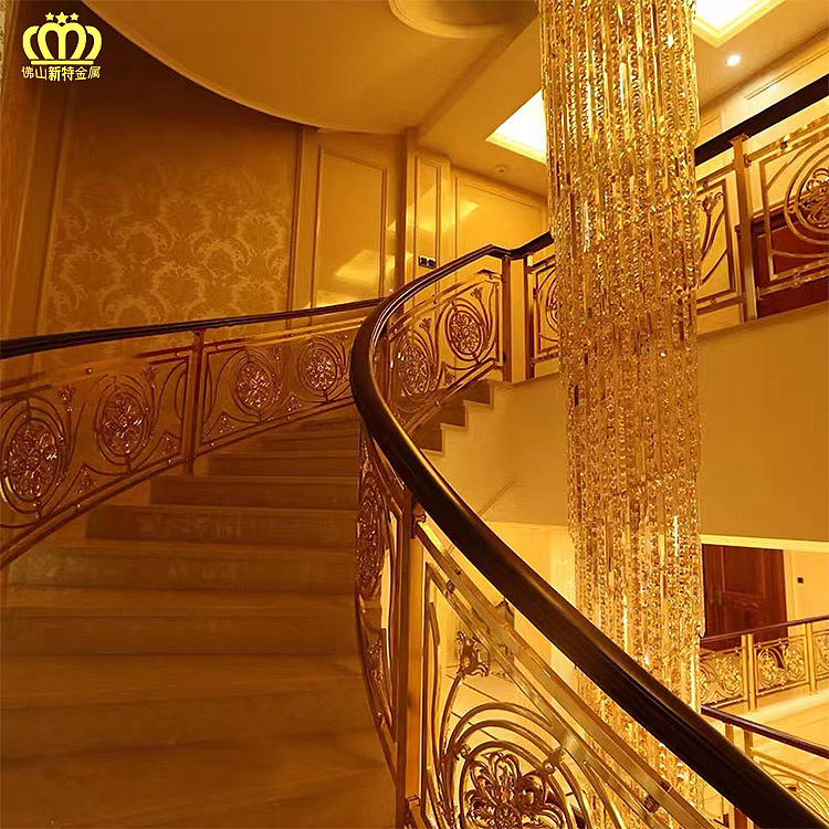 别墅旋转楼梯铜扶手