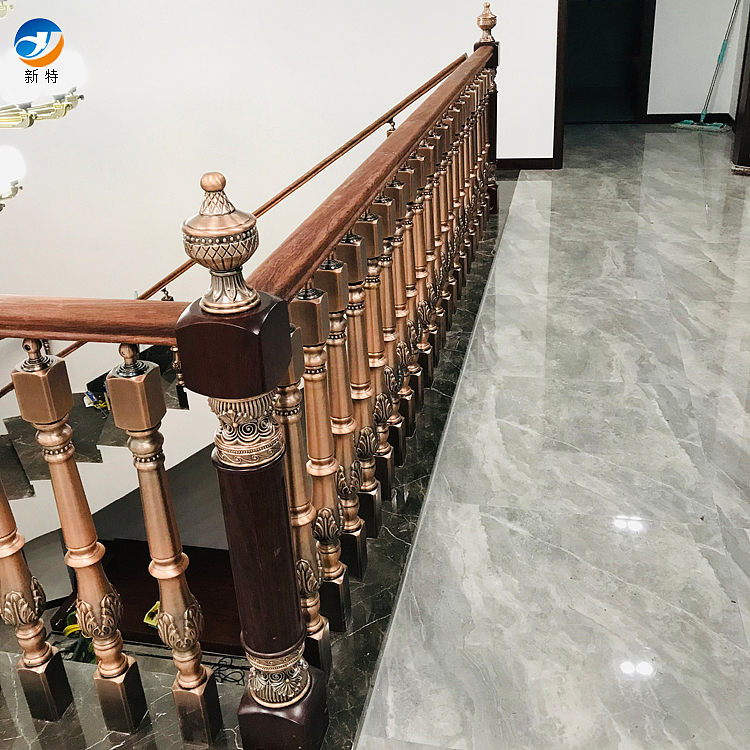 中式别墅铜楼梯扶手 乡村别墅楼梯设计