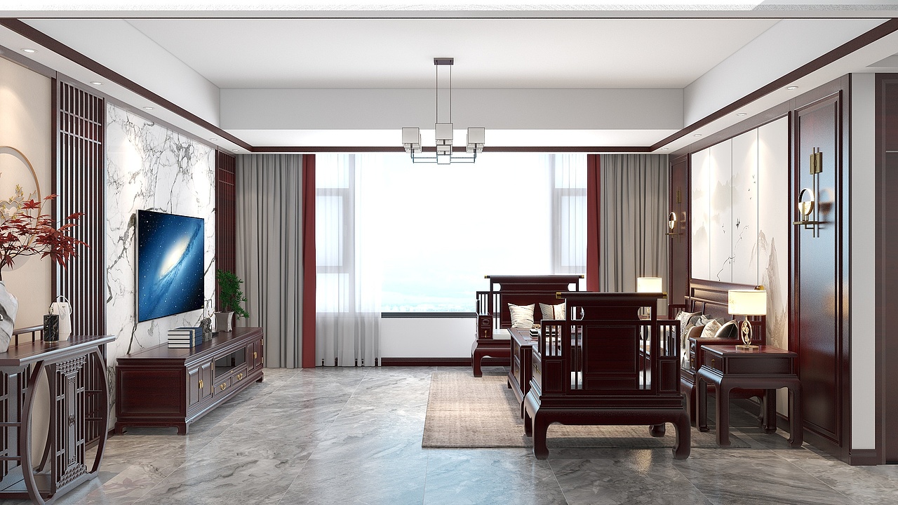 楓林麗景新中式（圖ZMzcwMjUxODcy） - 家裝設(shè)計 - 站酷設(shè)計師陳蔚2023原創(chuàng)素材 - 站酷ZCOOL