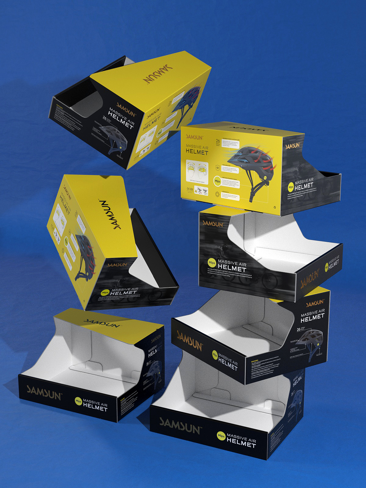 外贸出口运动用品自行车骑行头盔彩盒包装设计