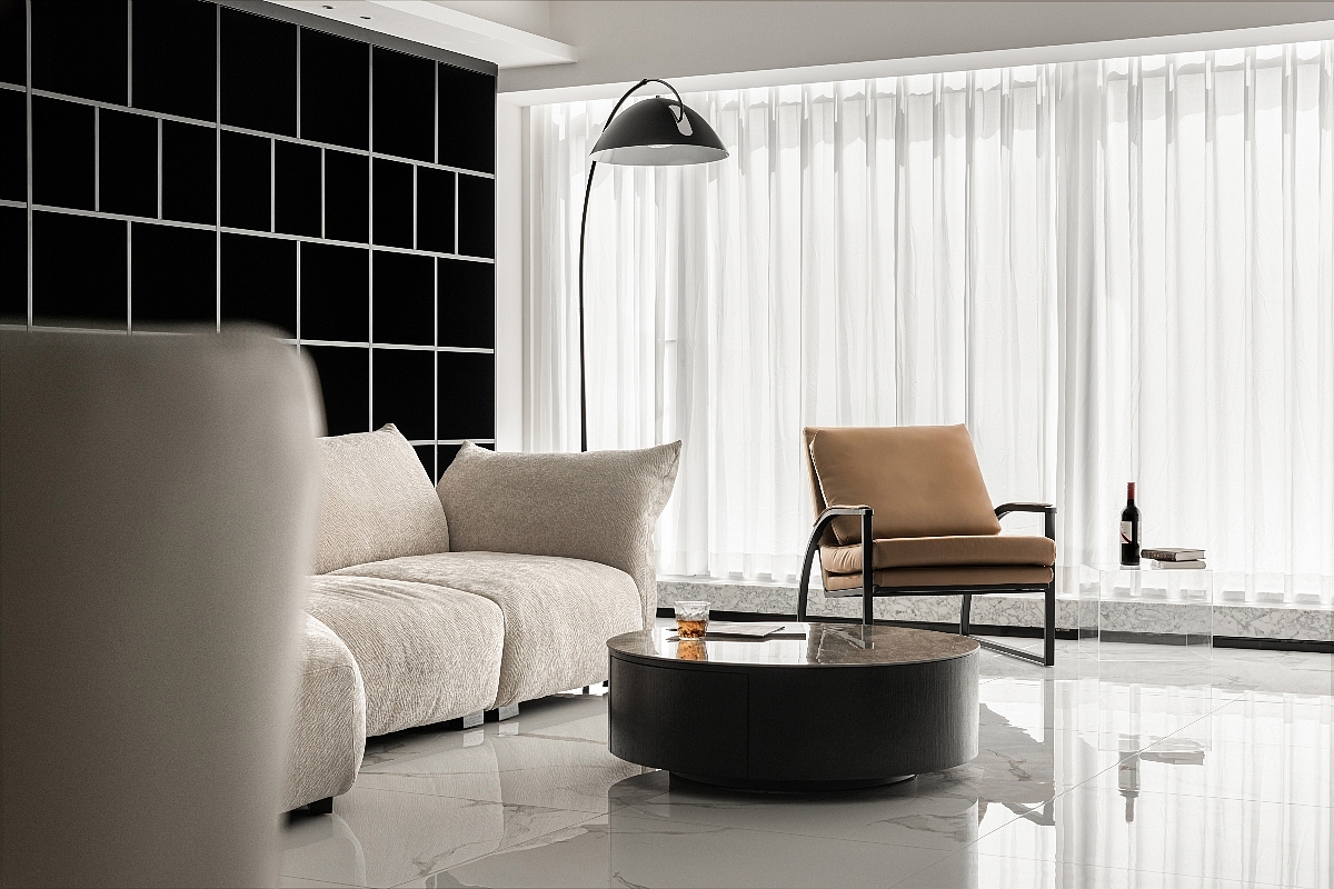 木色与黑白色调搭配,经典的美