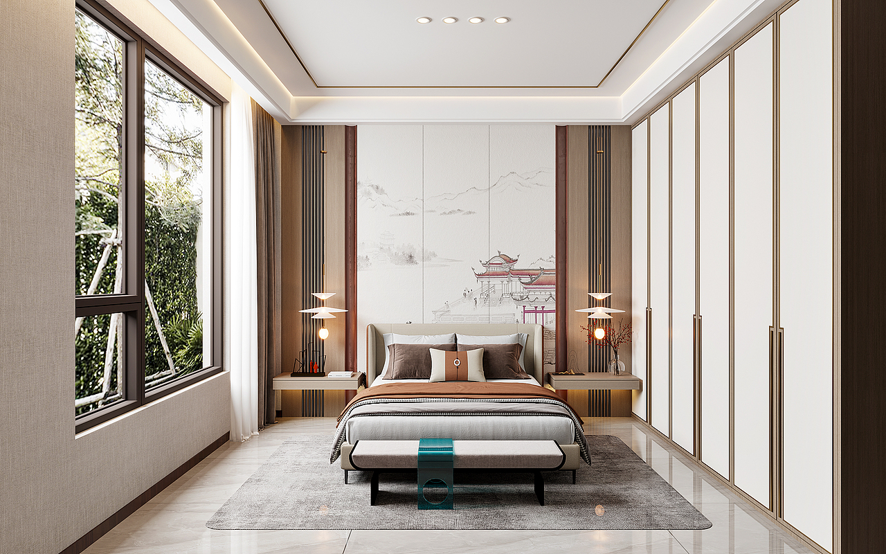 梧州大参林健康城项目一期工程4#B栋0912新中式效果图（图ZMzE5MjAyMzQ0） - 家装设计 - 站酷设计师凉曦曦原创素材 - 站酷ZCOOL