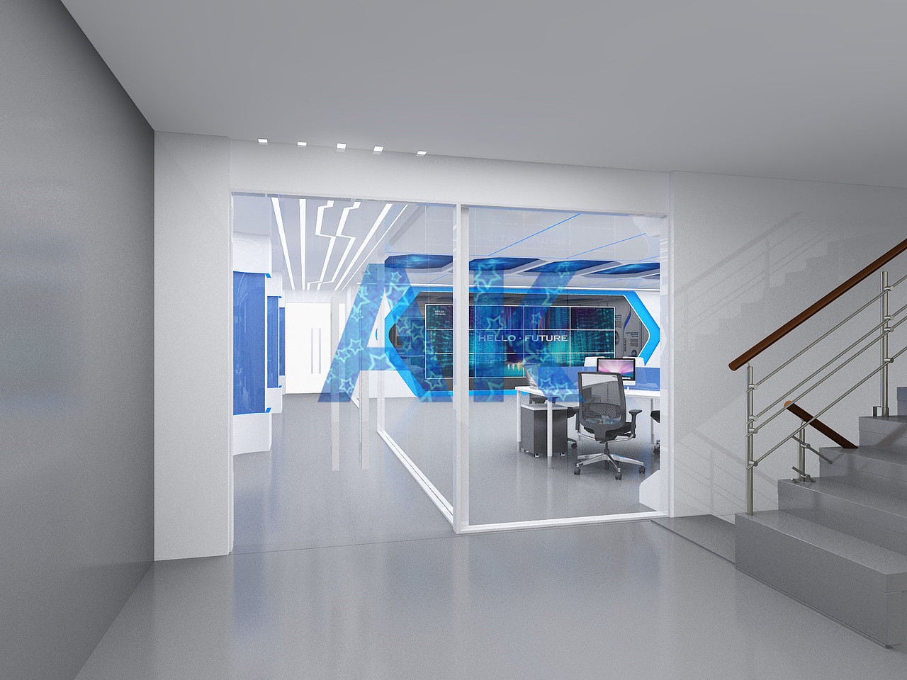 监控科技展厅3D设计效果图