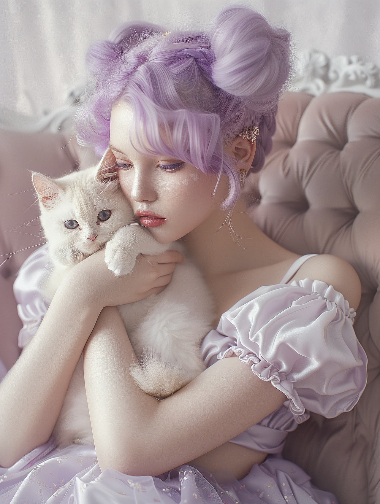 AI摄影：少女与猫（图ZMzY3OTcxNzE2） - 人像摄影 - 站酷设计师绮影原创素材 - 站酷ZCOOL