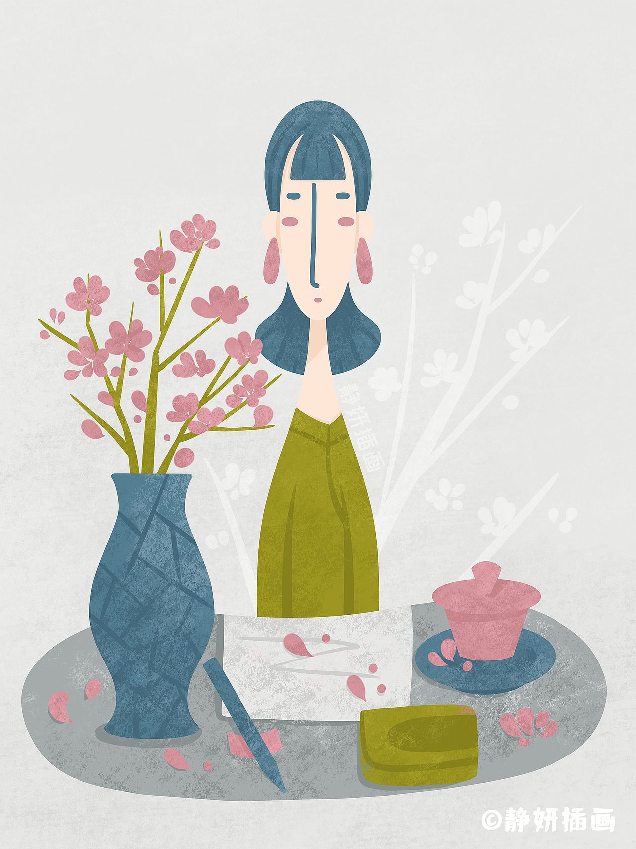 优雅女士系列插画（图ZMzAyODc4MjY0） - 商业插画 - 站酷设计师静妍插画原创素材 - 站酷ZCOOL