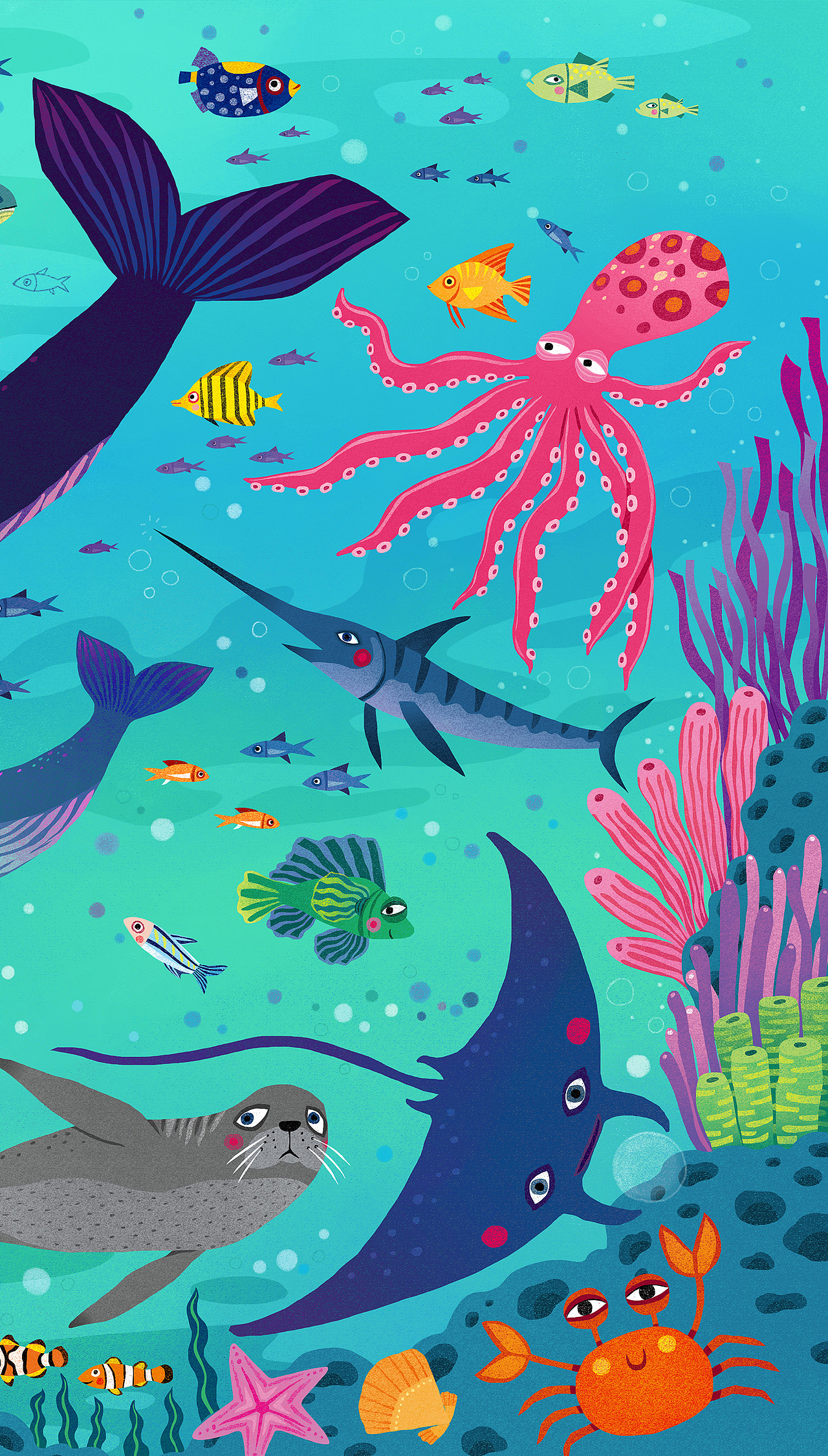海洋主题拼图玩具插画-鲸鱼海豚海马章鱼水母海龟（图ZMzY3NzIwNjQw） - 商业插画 - 站酷设计师画儿晴天原创素材 - 站酷ZCOOL
