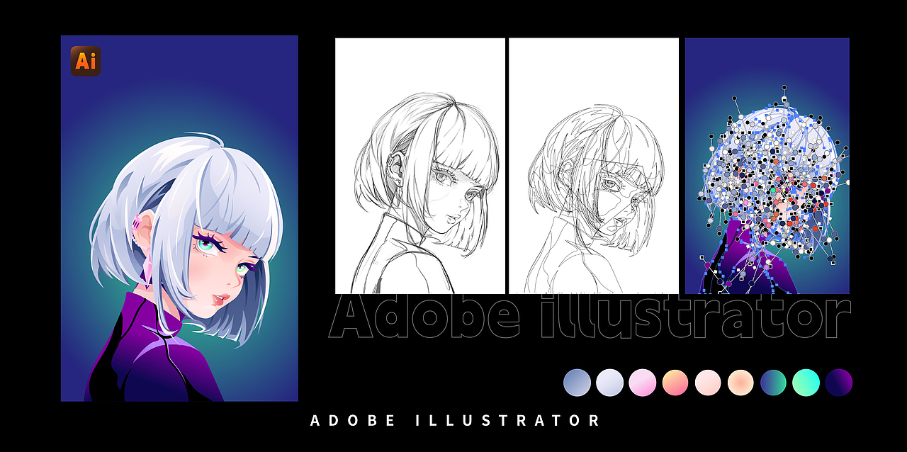 【矢量插画】Adobe illustrator 人像系列