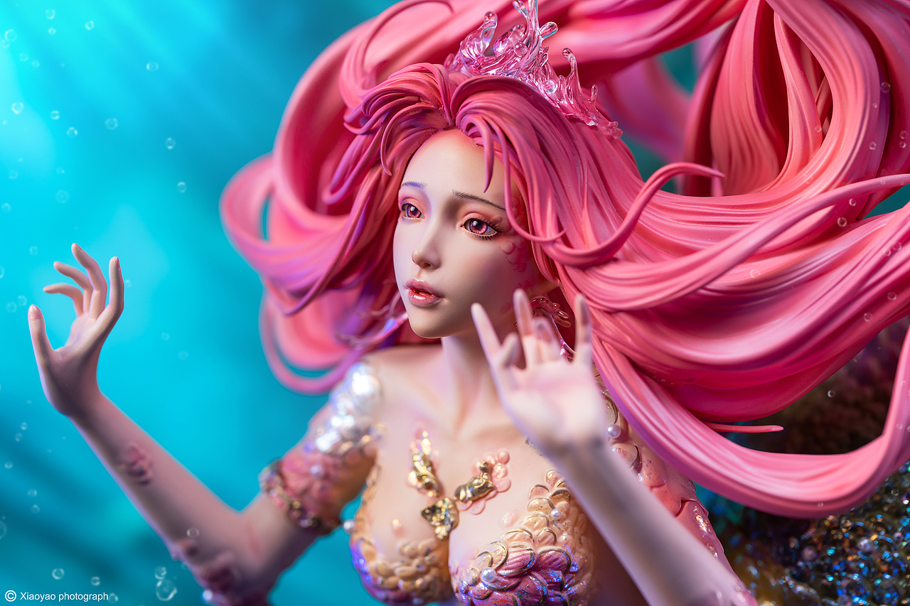 pj x 糖王周毅 艺术家系列雕像"don't cry"-美人鱼_一个半-站酷