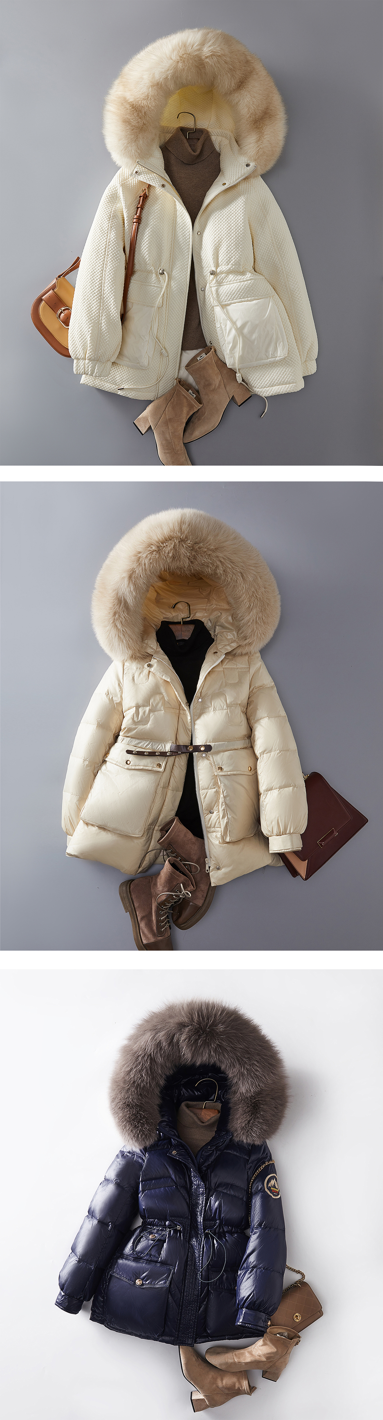 羽绒服棉衣平铺拍摄｜服装拍摄｜凤凰摄女装平铺挂拍