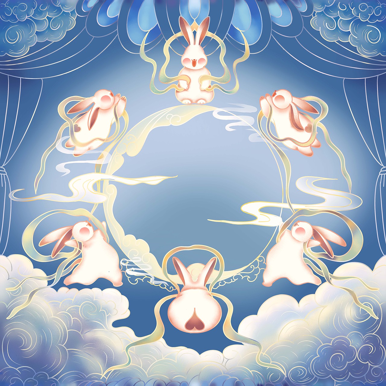 插画｜嫦娥小兔欢庆奔月宴