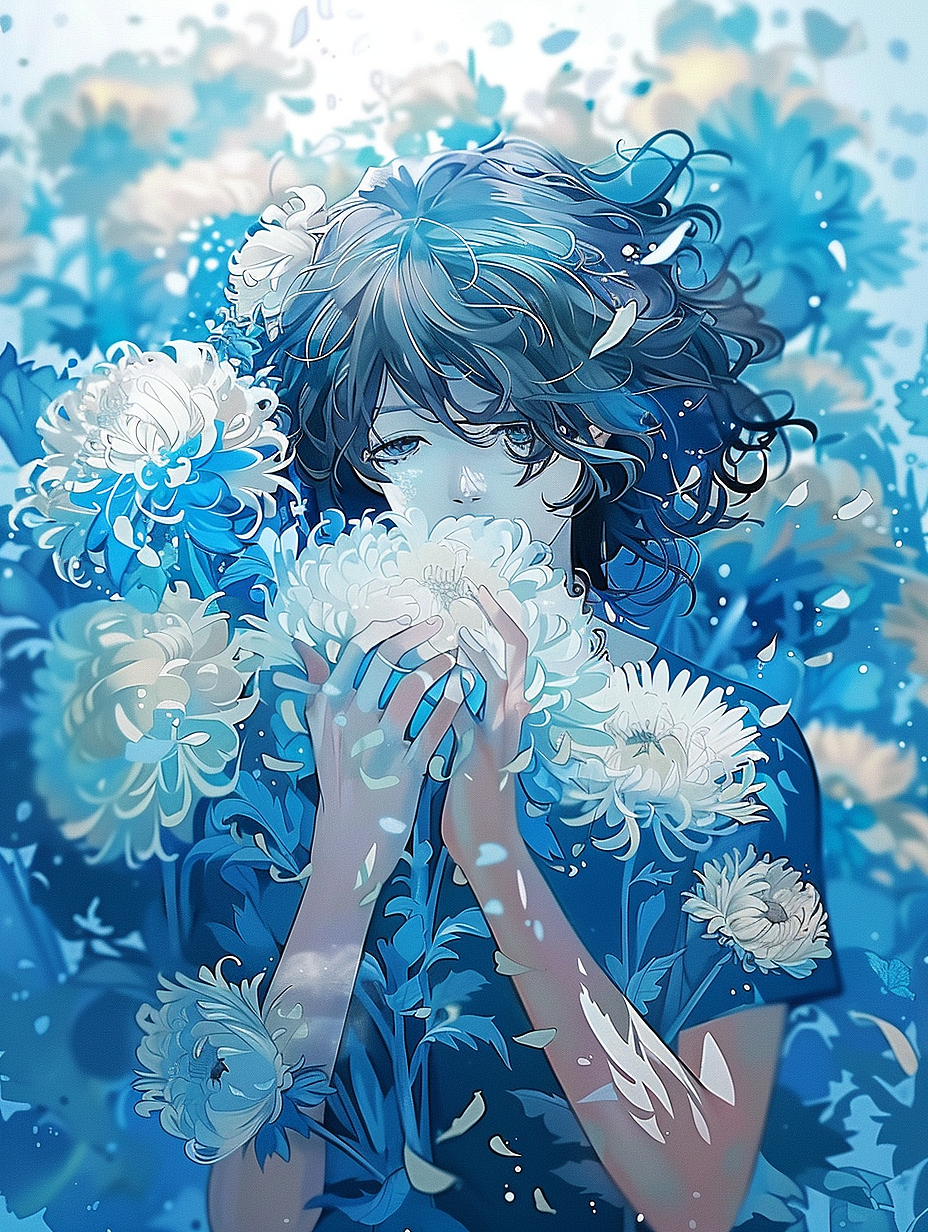 Midjourney|梦幻插画·身处花海的女孩