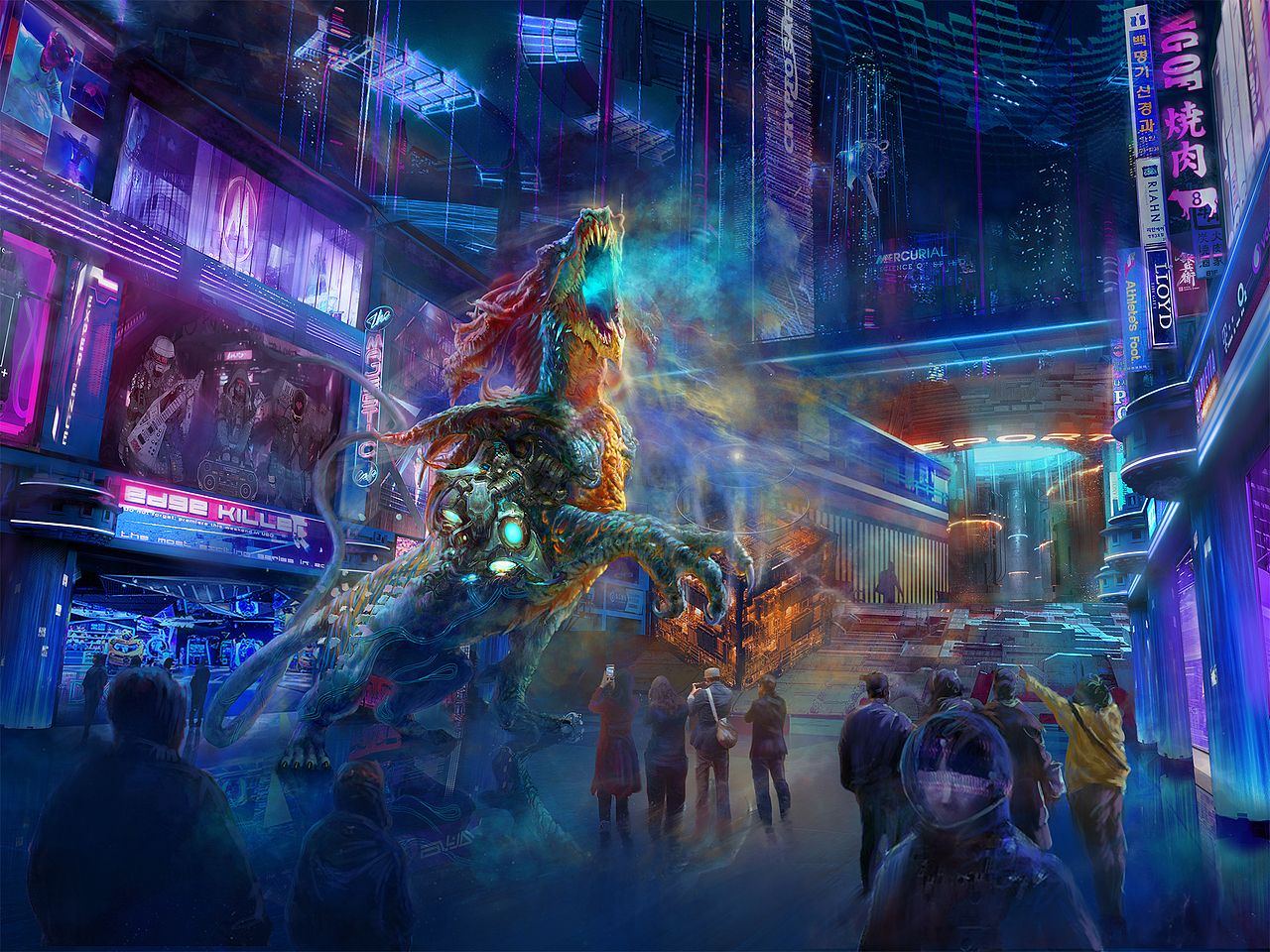 山海经神兽驺吾x赛博朋克未来城（图ZMzIxNjc0MzQw） - 商业插画 - 站酷设计师David18原创素材 - 站酷ZCOOL