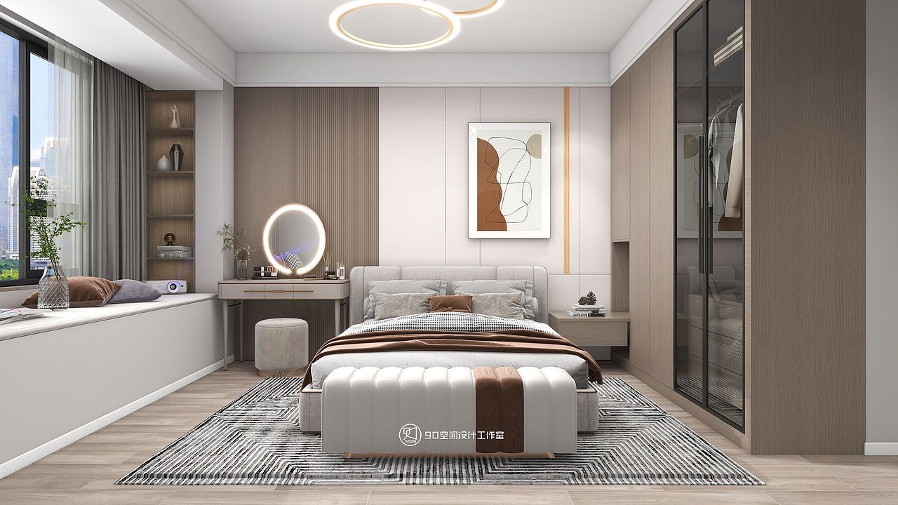 画饰作为背景墙,简约的搭配组合便奠定了整体空间丰富而雅致的基调