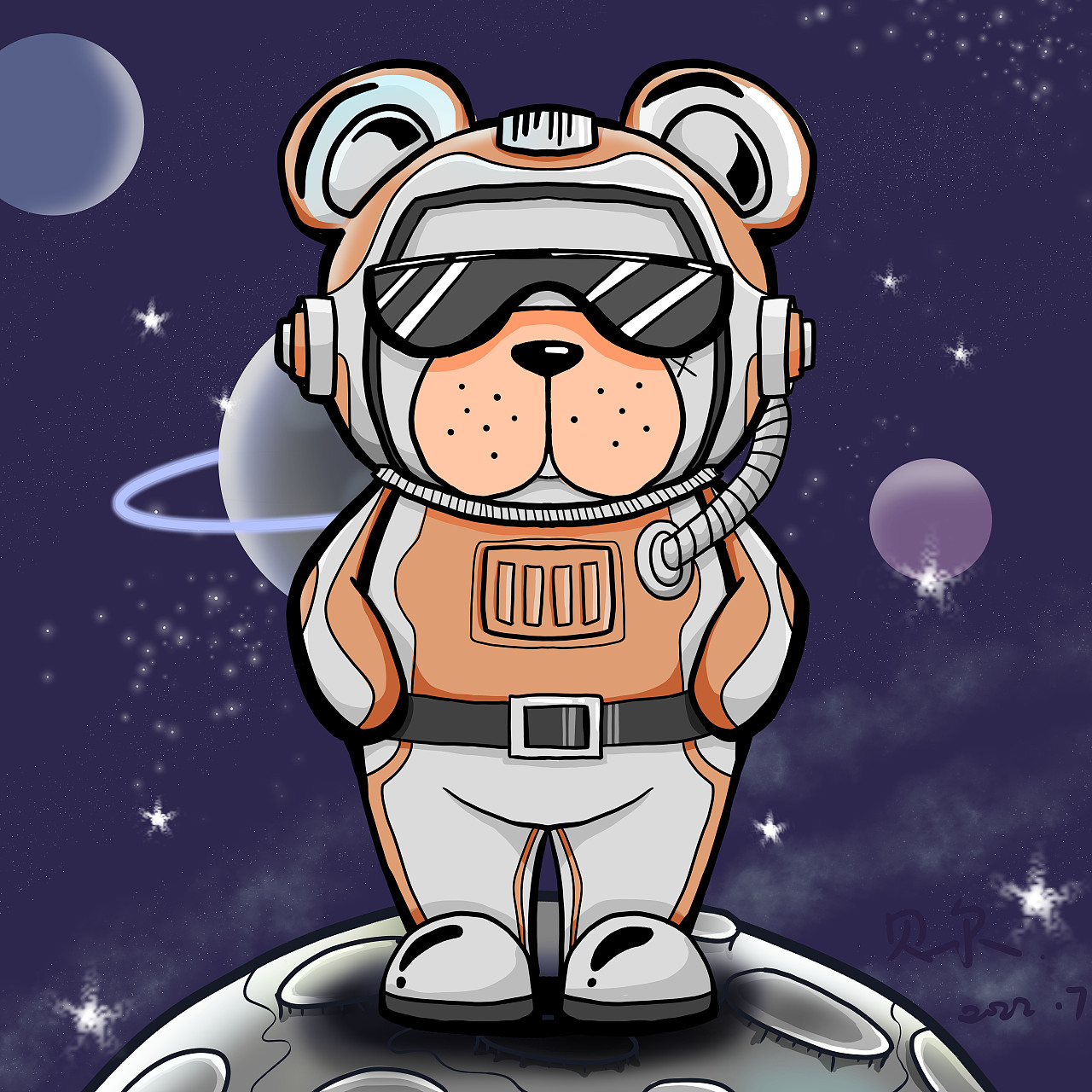 太空熊-贝尔（图ZMzA3MzM4MTg0） - 新锐潮流插画 - 站酷设计师阿琪本琪原创素材 - 站酷ZCOOL