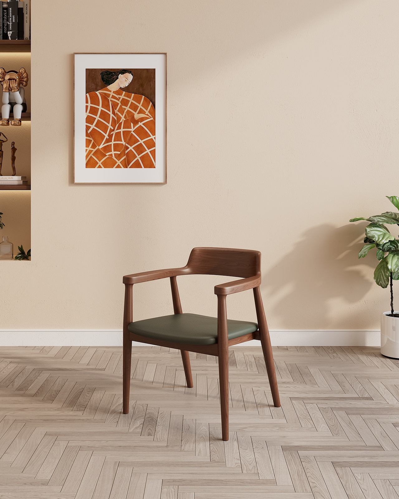 胡桃木书桌建模渲染