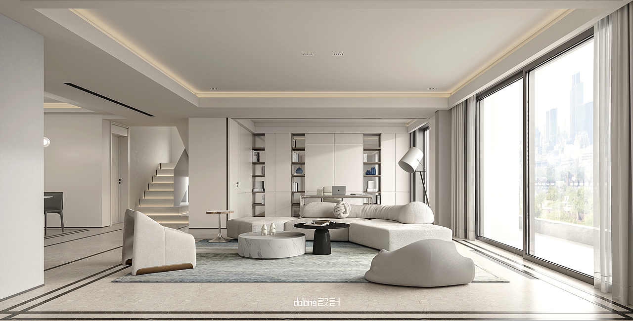 DoLong董龍设计 | 海玥万物330㎡·温润时光的极简之家（图ZMzQ0ODc1NTk2） - 家装设计 - 站酷设计师南京董龙设计原创素材 - 站酷ZCOOL