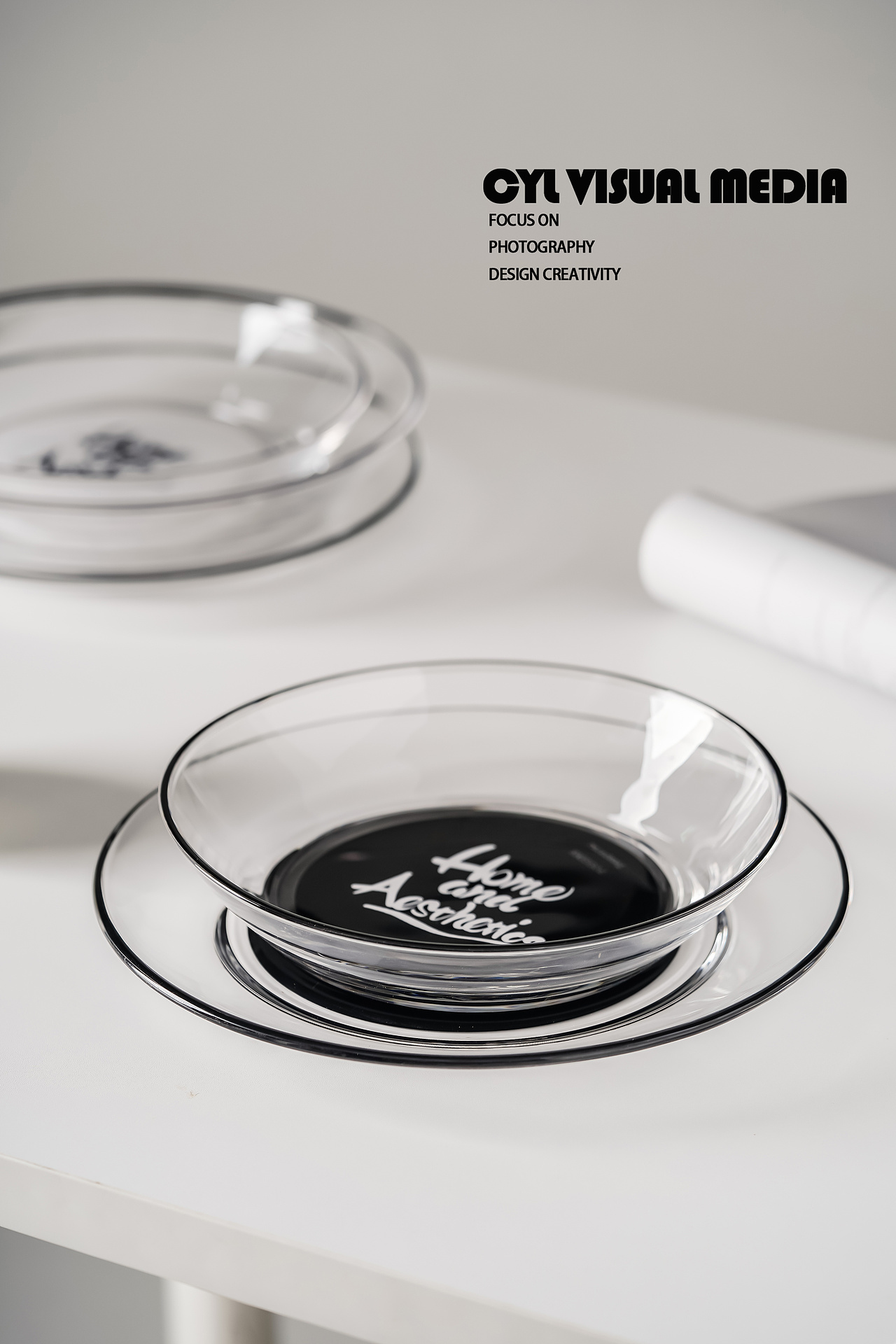 产品摄影|黑白玻璃盘