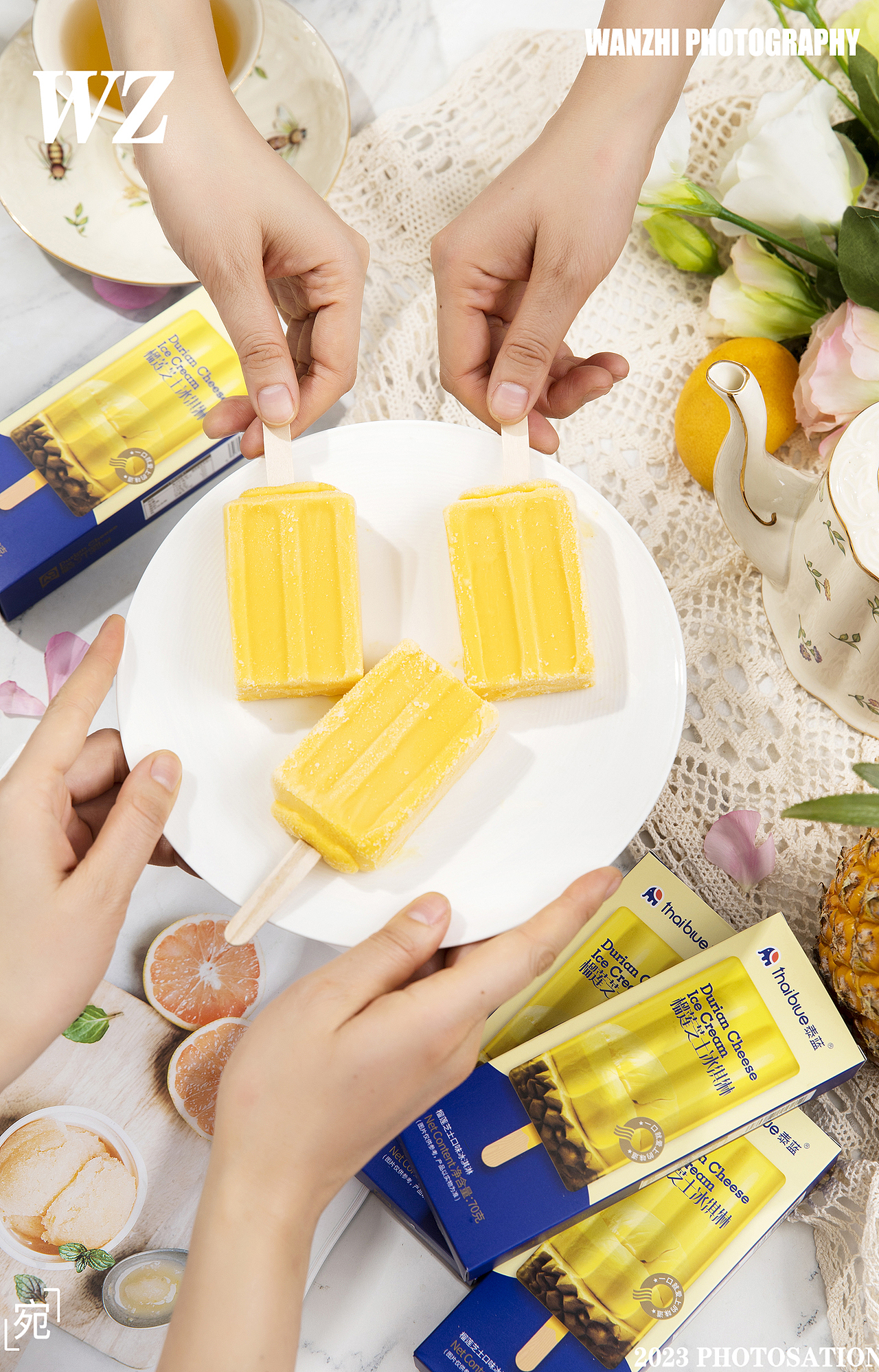 榴莲冰激凌拍摄