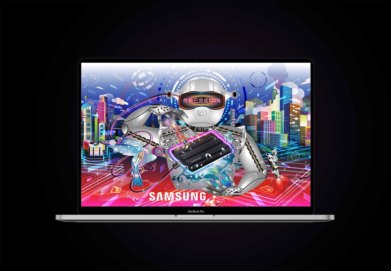 闪耀"星"动——三星移动硬盘t7 shield海报创意设计