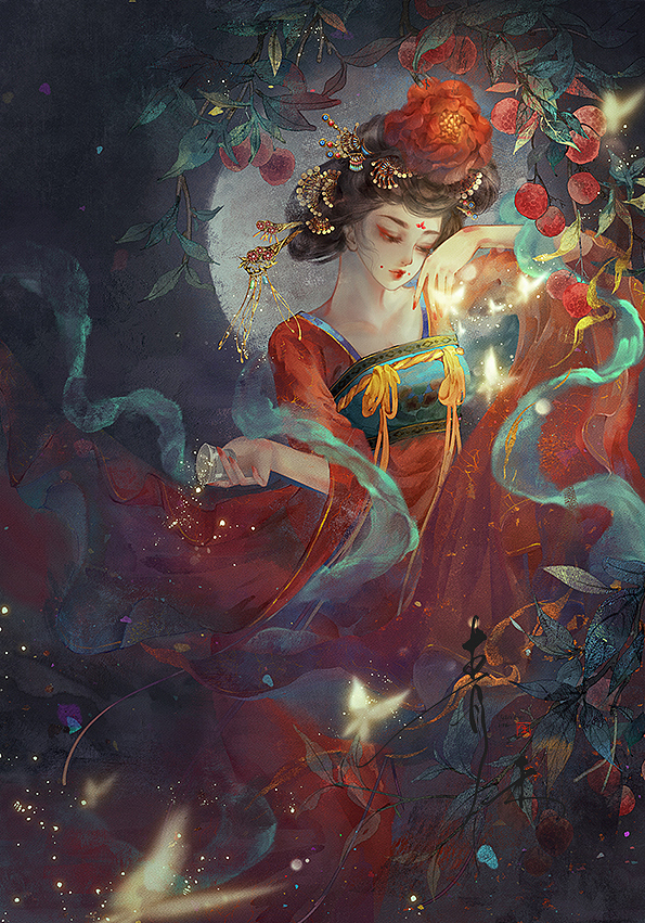 贵妃醉酒（图ZMzA2NTk5NDU2） - 艺术插画 - 站酷设计师轻快的小船原创素材 - 站酷ZCOOL