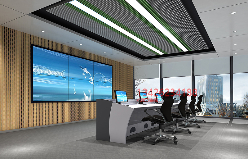 监控中心效果图,机房监控室效果图,大屏拼接屏