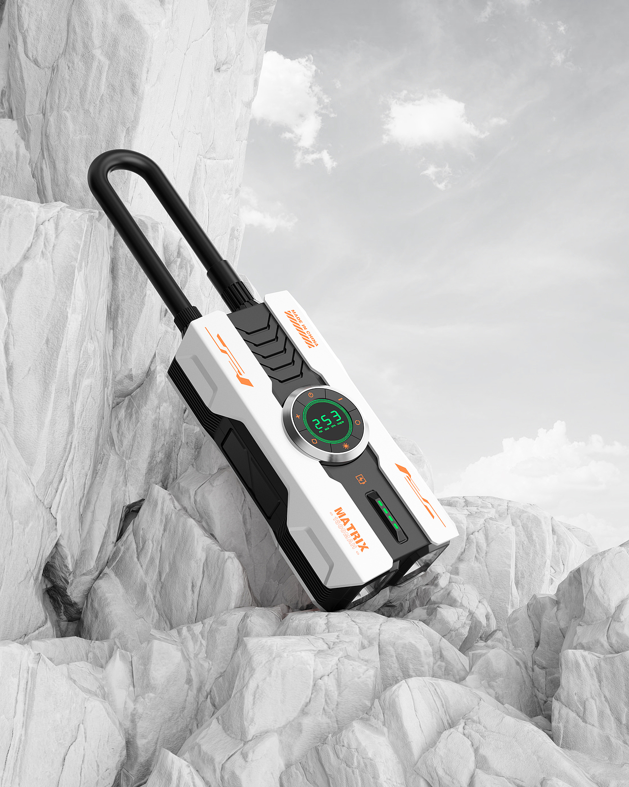 矩阵设计|“钢铁之心”便携汽车充气泵应急电源