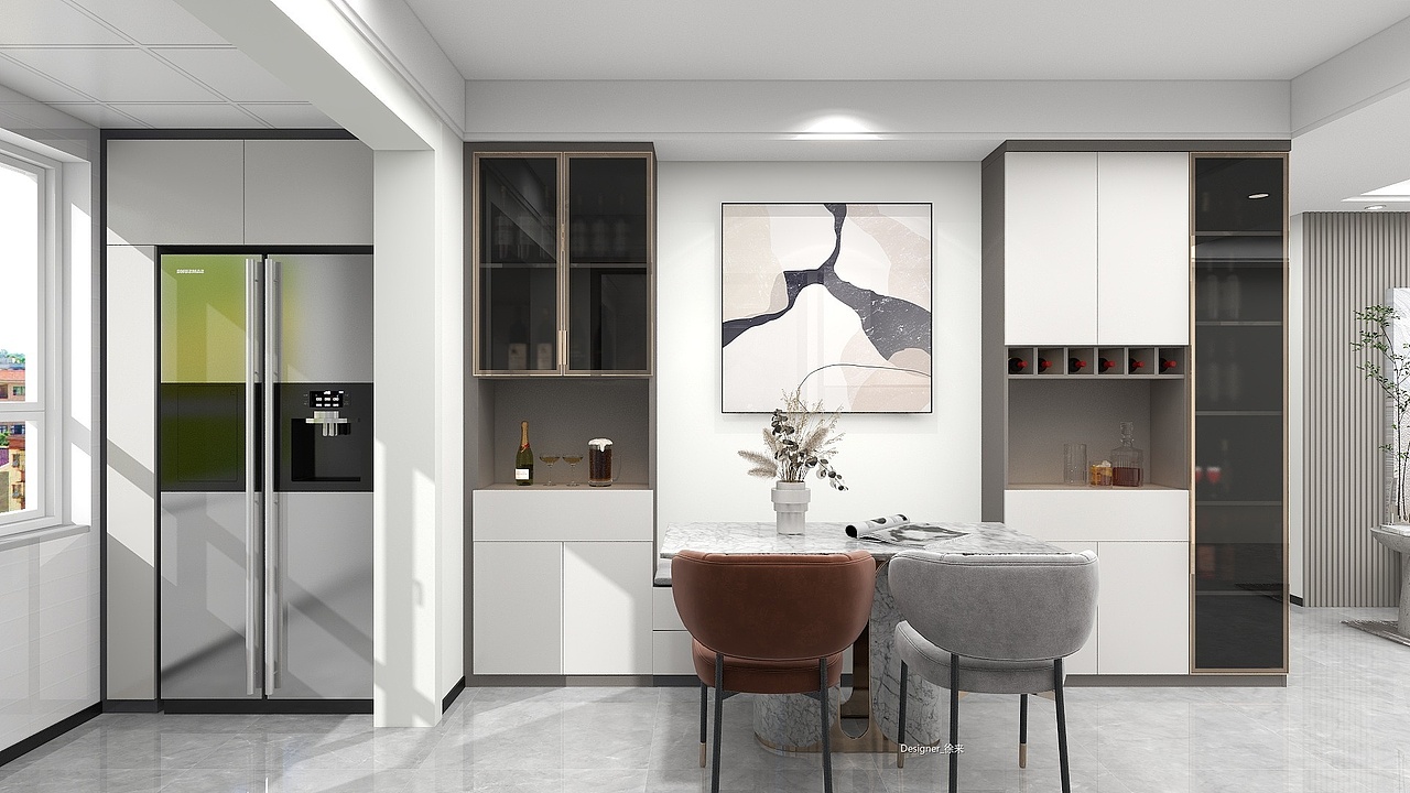 极简|灰与月白木纹之间的交相辉映